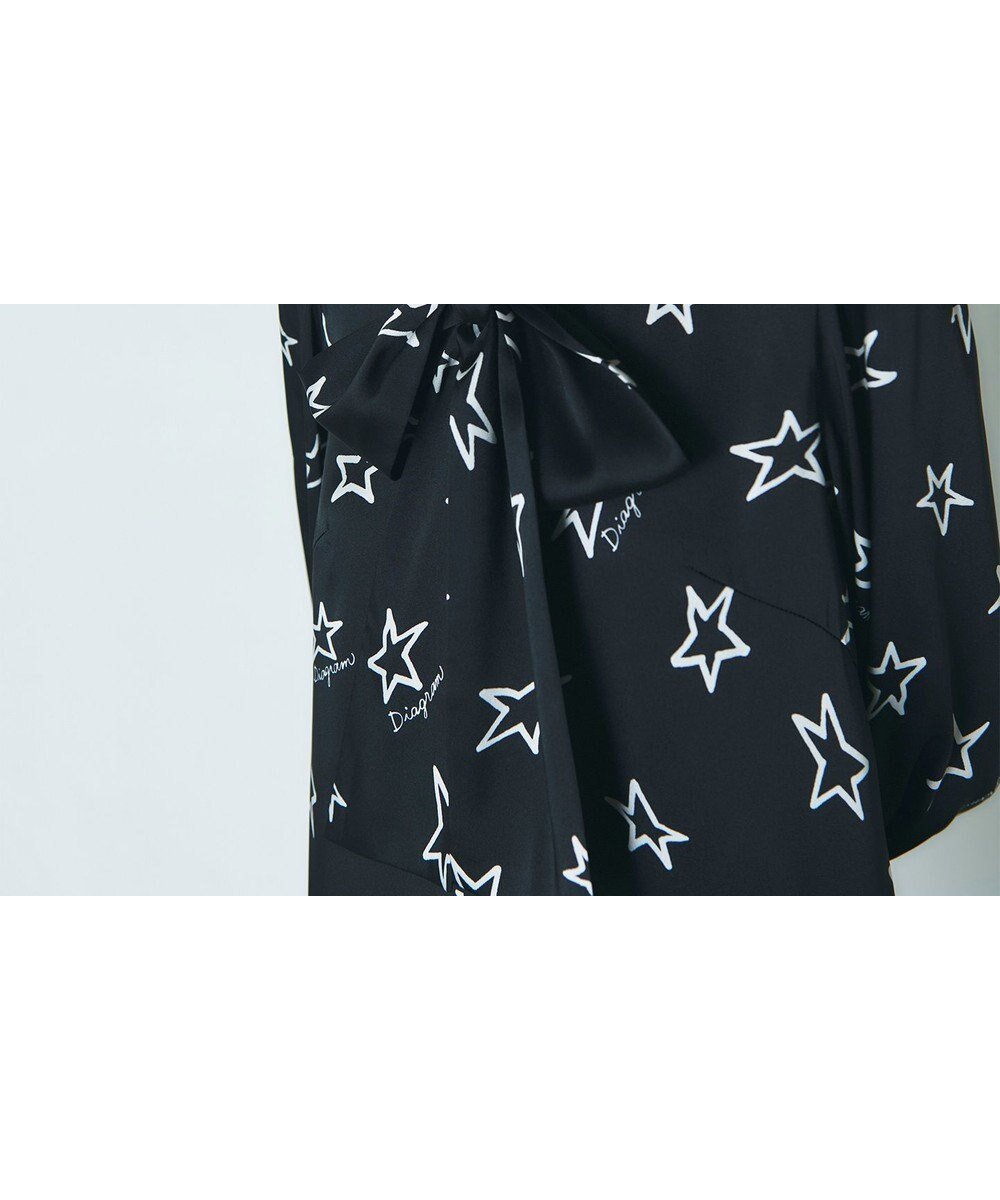 【グレース コンチネンタル/GRACE CONTINENTAL】のスタープリントミニワンピース インテリア・キッズ・メンズ・レディースファッション・服の通販 founy(ファニー) 　ファッション　Fashion　レディースファッション　Fashion for Women　ワンピース　Dresses　エレガント 上品　Elegant　カーディガン　Cardigan, Knitwear　ギャザー　Gathered, Ruffled　ジャケット　Jacket, Outerwear　ドレープ　Drape, Draping Fabric　フレア　Flare, Flared　フロント　Front, Front Design　モチーフ　Motif, Design Theme　ヴィンテージ　Vintage Style　A/W・秋冬　Autumn/Winter　ブラック|ID: prp329100004676109 ipo3291000000033788323