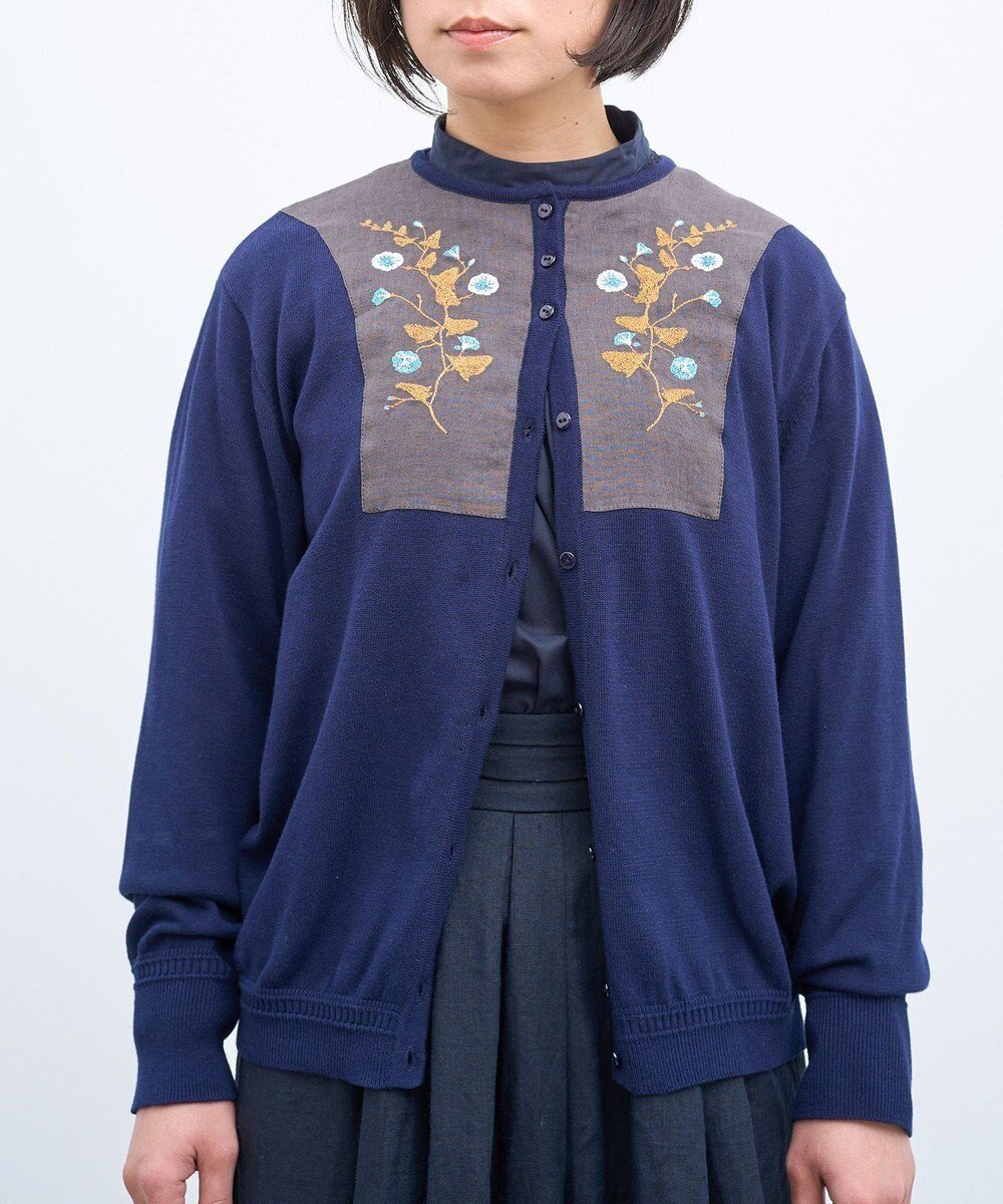 【ムーク/muuc】の〈高品質スーピマ超長綿100%〉ヒルガオ刺繍 コットンカーディガン インテリア・キッズ・メンズ・レディースファッション・服の通販 founy(ファニー) ファッション Fashion レディースファッション Fashion for Women トップス・カットソー Cut & Sew Tops カーディガン・羽織り Layered Style Cardigans カーディガン Cardigan, Knitwear キャンバス Canvas, Canvas Fabric クラシック Classic, Timeless Style スーピマ Supima, Premium Cotton 定番 Standard, Basic Item 手編み Hand-Knitted, Handmade Knit パターン Pattern, Design Print A/W・秋冬 Autumn/Winter S/S・春夏 SS, Spring/Summer, Warm Season 再入荷 Restock / Back in Stock 夏 Summer ネイビー|ID: prp329100004676125 ipo3291000000034316525