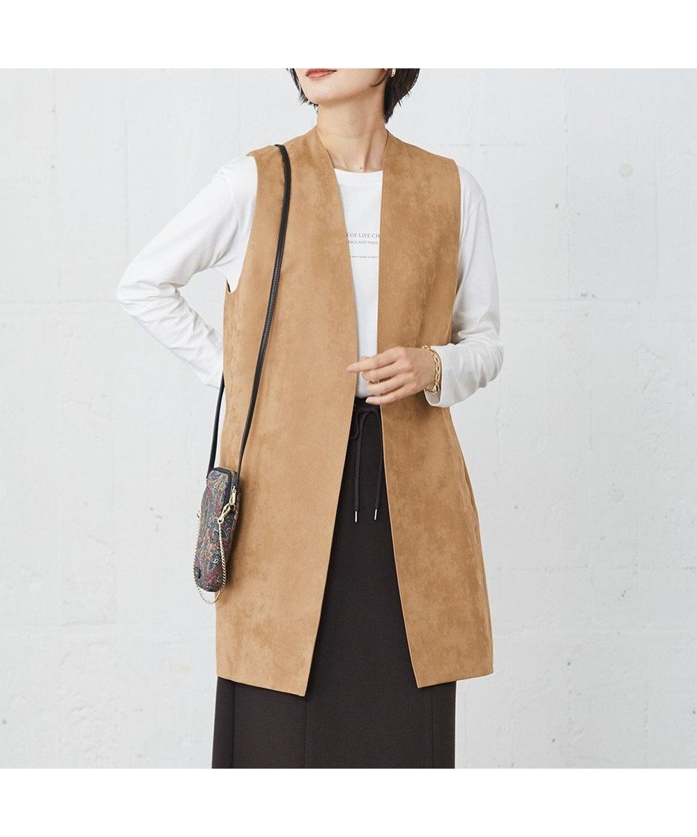 【ジェイ プレス/J.PRESS】のソフィーヌスエード ジレ インテリア・キッズ・メンズ・レディースファッション・服の通販 founy(ファニー) 　ファッション　Fashion　レディースファッション　Fashion for Women　アウター　Coat / Outerwear Collection　レディースジャケット・軽アウター　Jackets　カットソー　Cut and Sewn Top　シンプル　Simple, Minimal　ジャケット　Jacket, Outerwear　ストレート　Straight, Straight Cut　トレンド　Trend, Trending Now　ドレープ　Drape, Draping Fabric　日本製　Made In Japan　A/W・秋冬　Autumn/Winter　キャメル系|ID: prp329100004676162 ipo3291000000034257215