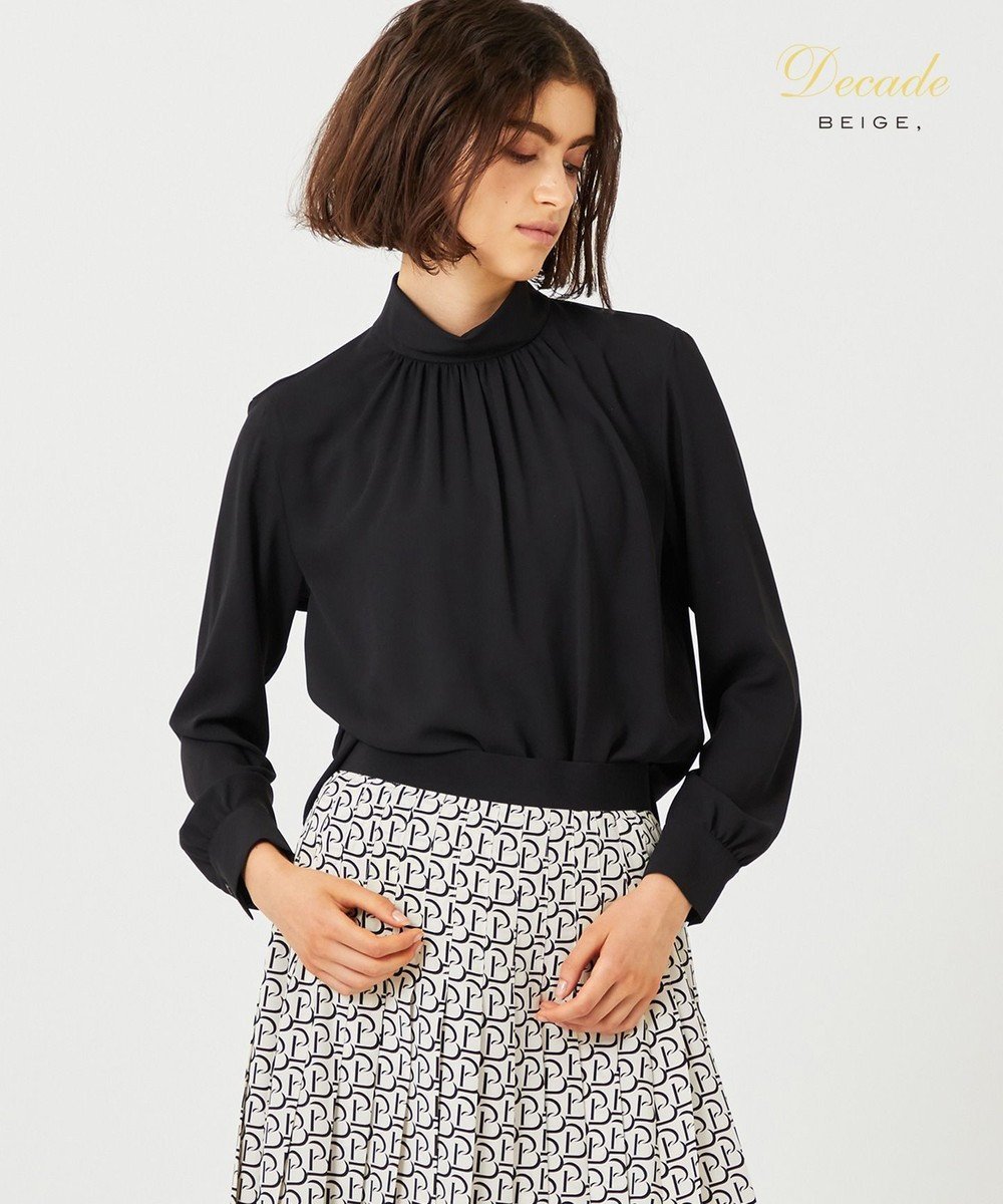 【ベイジ,/BEIGE,】のEVA / ハイネックロングスリーブブラウス インテリア・キッズ・メンズ・レディースファッション・服の通販 founy(ファニー) 　ファッション　Fashion　レディースファッション　Fashion for Women　トップス・カットソー　Cut & Sew Tops　シャツ・ブラウス・オフィスカジュアル　Elegant Blouses & Button-Ups　とろみ　Fluid, Flowy Fabric　インナー　Innerwear　エレガント 上品　Elegant　ギャザー　Gathered, Ruffled　ジョーゼット　Georgette, Semi-Sheer Fabric　ストレッチ　Stretch, Stretchy Fabric　ドレープ　Drape, Draping Fabric　ハイネック　High Neck, Mock Neck　フォルム　Silhouette, Form　夏　Summer　春　Spring　S/S・春夏　SS, Spring/Summer, Warm Season　Black|ID: prp329100004676180 ipo3291000000033788585