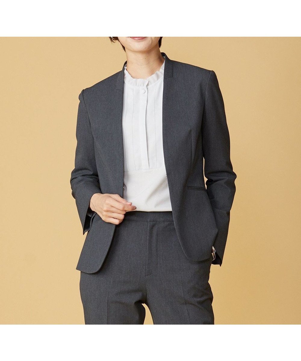 【ジェイ プレス/J.PRESS】の【洗える】アルガンシルク ノーカラー ジャケット インテリア・キッズ・メンズ・レディースファッション・服の通販 founy(ファニー) 　ファッション　Fashion　レディースファッション　Fashion for Women　アウター　Coat / Outerwear Collection　レディースジャケット・軽アウター　Jackets　ノーカラージャケット / シンプル上品コーデ　Collarless Jackets　洗える　Machine Washable　シルク　Silk, 100% Silk　ジャケット　Jacket, Outerwear　ストレッチ　Stretch, Stretchy Fabric　セットアップ　Set-Up, Coordinated Outfit　長袖　Long Sleeve, Full Sleeve　A/W・秋冬　Autumn/Winter　グレー系|ID: prp329100004676190 ipo3291000000034257010