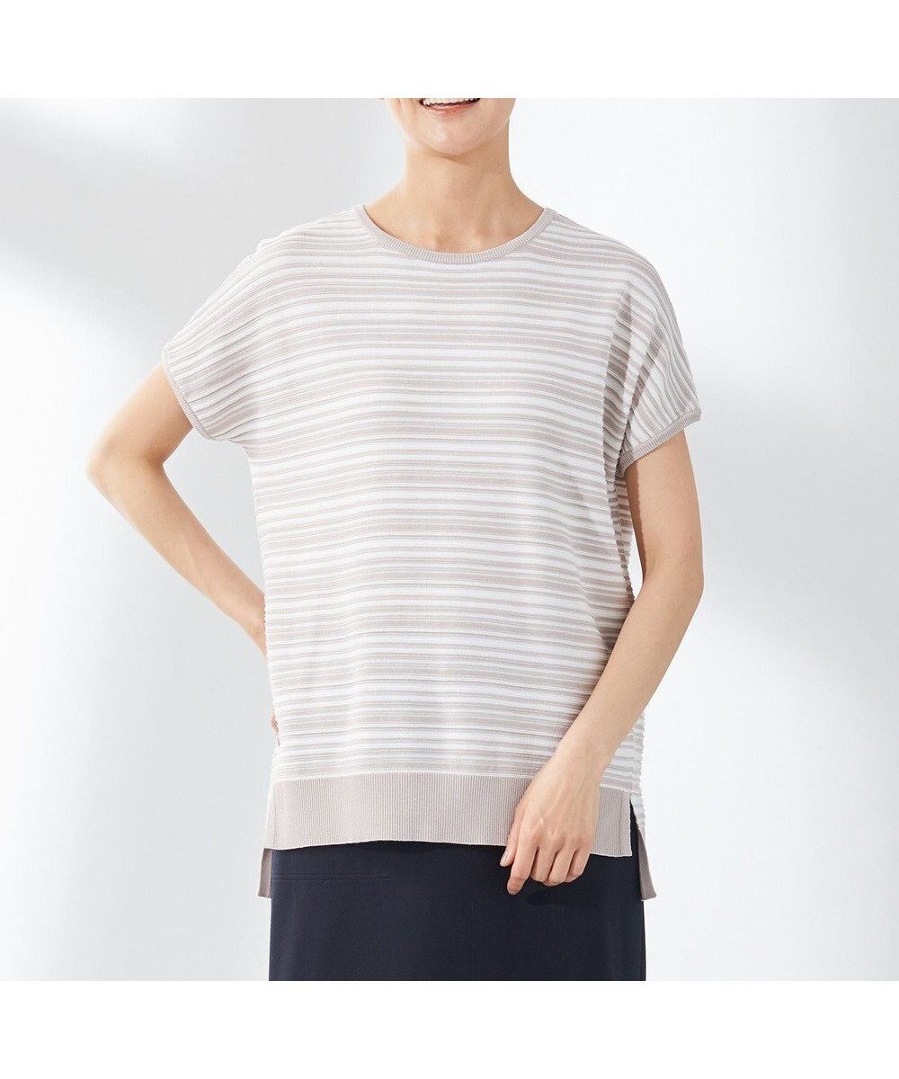 【ジェイ プレス/J.PRESS】の【洗える・抗菌防臭】コットンアセテート ランダムガーター柄 ニット インテリア・キッズ・メンズ・レディースファッション・服の通販 founy(ファニー) 　ファッション　Fashion　レディースファッション　Fashion for Women　トップス・カットソー　Cut & Sew Tops　ニット　Knit Tops & Sweaters　おすすめ　Recommended / Our Picks　インド　Indian Textile　スリット　Slit, Slit Detail　セーター　Sweater, Knitwear　ランダム　Random, Irregular　リラックス　Relax, Relaxed Fit　夏　Summer　抗菌　Antibacterial, Bacteria-Resistant　春　Spring　S/S・春夏　SS, Spring/Summer, Warm Season　洗える　Machine Washable　ベージュ系1|ID: prp329100004676257 ipo3291000000034258417