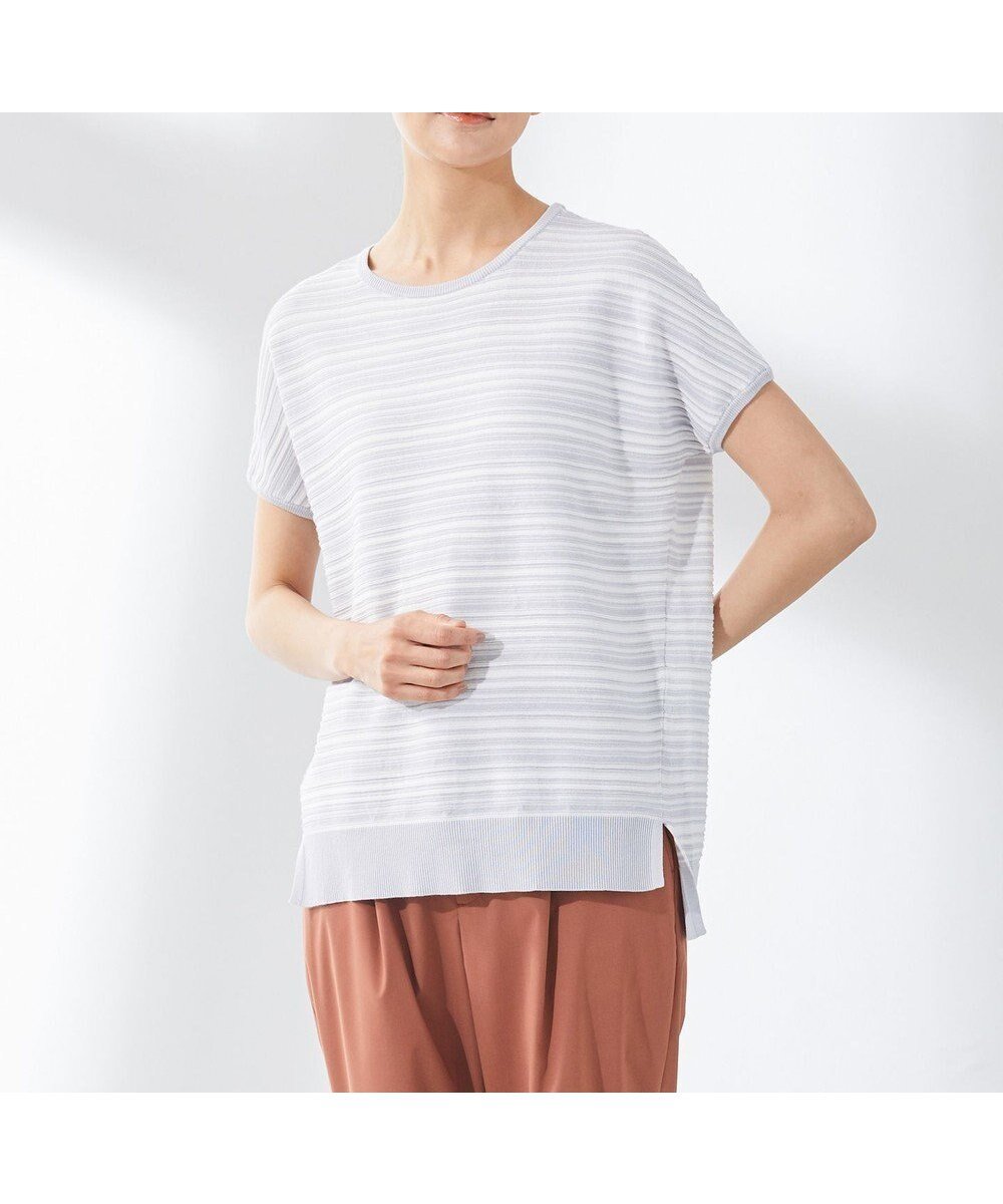 【ジェイ プレス/J.PRESS】の【洗える・抗菌防臭】コットンアセテート ランダムガーター柄 ニット インテリア・キッズ・メンズ・レディースファッション・服の通販 founy(ファニー) 　ファッション　Fashion　レディースファッション　Fashion for Women　トップス・カットソー　Cut & Sew Tops　ニット　Knit Tops & Sweaters　おすすめ　Recommended / Our Picks　インド　Indian Textile　スリット　Slit, Slit Detail　セーター　Sweater, Knitwear　ランダム　Random, Irregular　リラックス　Relax, Relaxed Fit　夏　Summer　抗菌　Antibacterial, Bacteria-Resistant　春　Spring　S/S・春夏　SS, Spring/Summer, Warm Season　洗える　Machine Washable　ライトグレー系1|ID: prp329100004676257 ipo3291000000034258418