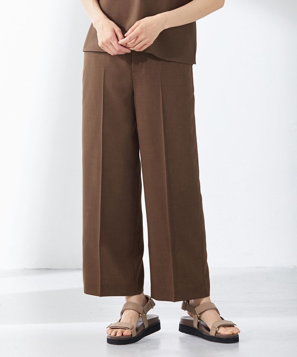 【ジェイ プレス/J.PRESS】の【洗える・接触冷感】マルソースパンボイル パンツ インテリア・キッズ・メンズ・レディースファッション・服の通販 founy(ファニー) 　ファッション　Fashion　レディースファッション　Fashion for Women　パンツ　Pants & Trousers　ストレート　Straight, Straight Cut　セットアップ　Set-Up, Coordinated Outfit　センター　Center, Center Line　リボン　Ribbon, Bow　夏　Summer　春　Spring　S/S・春夏　SS, Spring/Summer, Warm Season　洗える　Machine Washable　ブラウン系|ID: prp329100004676264 ipo3291000000034257287