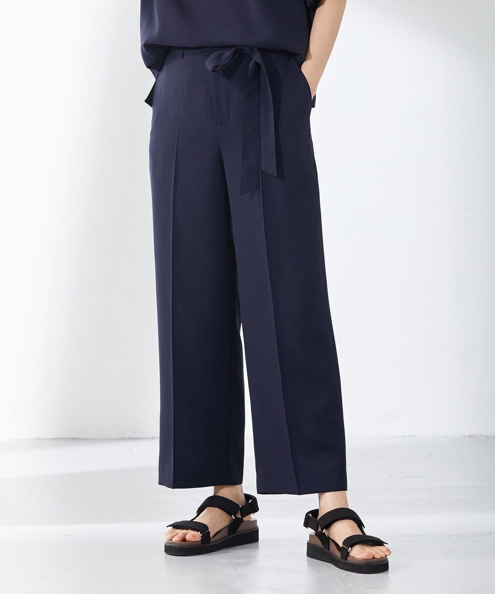 【ジェイ プレス/J.PRESS】の【洗える・接触冷感】マルソースパンボイル パンツ インテリア・キッズ・メンズ・レディースファッション・服の通販 founy(ファニー) 　ファッション　Fashion　レディースファッション　Fashion for Women　パンツ　Pants & Trousers　ストレート　Straight, Straight Cut　セットアップ　Set-Up, Coordinated Outfit　センター　Center, Center Line　リボン　Ribbon, Bow　夏　Summer　春　Spring　S/S・春夏　SS, Spring/Summer, Warm Season　洗える　Machine Washable　ネイビー系|ID: prp329100004676264 ipo3291000000034257288