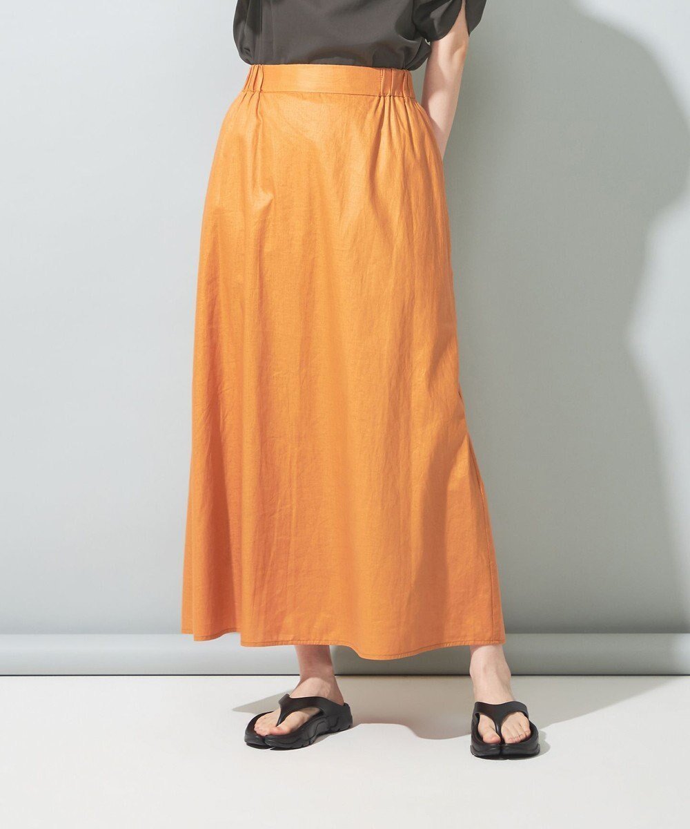 【シェアパーク/SHARE PARK】の【洗える】リネンレーヨンコーティングウォッシュスカート インテリア・キッズ・メンズ・レディースファッション・服の通販 founy(ファニー) ファッション Fashion レディースファッション Fashion for Women スカート Skirts ギャザー Gathered, Ruffled ロング Long, Long-Length 夏 Summer 春 Spring S/S・春夏 SS, Spring/Summer, Warm Season 楽ちん Easy Fit, Comfortable 洗える Machine Washable オレンジ|ID: prp329100004676267 ipo3291000000034257298
