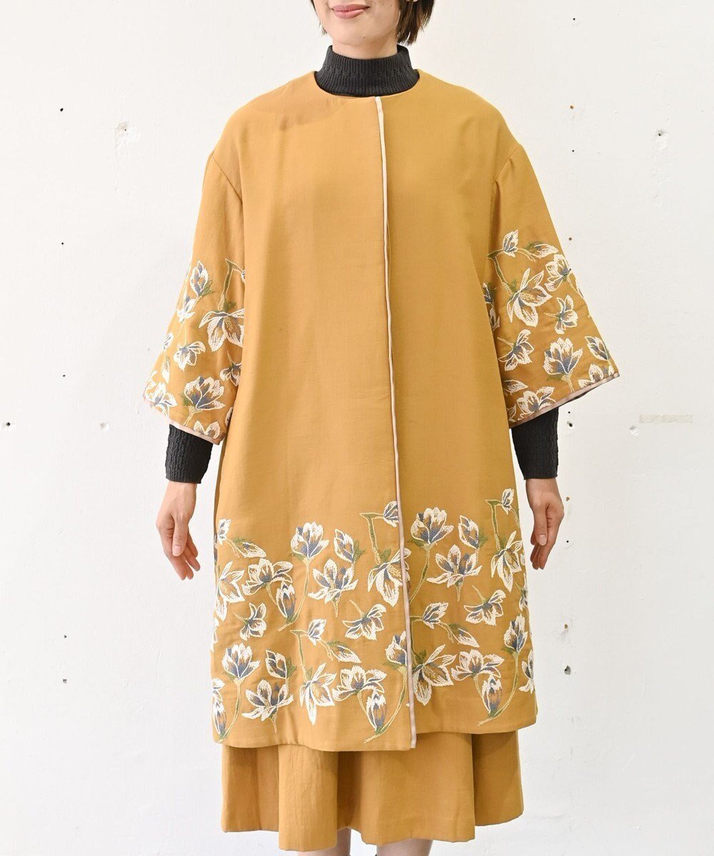 【ムーク/muuc】の〈遠州織物の工場で織られた上質なコットン生地〉モクレン刺繍 ノーカラー ワイドシルエット コート(セットアップ可能) インテリア・キッズ・メンズ・レディースファッション・服の通販 founy(ファニー) ファッション Fashion レディースファッション Fashion for Women アウター Coat / Outerwear Collection コート・ロングコート・ピーコート Long Coats, Peacoats & More レディースジャケット・軽アウター Jackets 春 Spring キャンバス Canvas, Canvas Fabric クラシック Classic, Timeless Style ジャケット Jacket, Outerwear セットアップ Set-Up, Coordinated Outfit 定番 Standard, Basic Item 手編み Hand-Knitted, Handmade Knit パターン Pattern, Design Print リボン Ribbon, Bow ワイド Wide, Wide Fit S/S・春夏 SS, Spring/Summer, Warm Season 再入荷 Restock / Back in Stock 夏 Summer エレガント 上品 Elegant イエロー×ホワイト|ID: prp329100004676362 ipo3291000000034258678