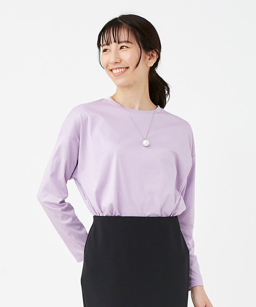 【カシヤマ/KASHIYAMA】の【抗菌消臭】クレンゼ ロングスリーブTeeシャツ インテリア・キッズ・メンズ・レディースファッション・服の通販 founy(ファニー) 　ファッション　Fashion　レディースファッション　Fashion for Women　トップス・カットソー　Cut & Sew Tops　シャツ・ブラウス・オフィスカジュアル　Elegant Blouses & Button-Ups　ロングTシャツ・Tシャツ　Longline T-Shirts & Tees　カットソー・ベーシックTシャツ　Cut-and-Sewn Tops / Stretch Tees & Basics　カッティング　Cutting Detail　カットソー　Cut and Sewn Top　スタイリッシュ　Stylish, Fashionable　スリーブ　Sleeve, Long Sleeve / Short Sleeve　ボトム　Bottoms, Lower Wear　ルーズ　Loose, Oversized　ロング　Long, Long-Length　夏　Summer　抗菌　Antibacterial, Bacteria-Resistant　春　Spring　S/S・春夏　SS, Spring/Summer, Warm Season　ラベンダー|ID: prp329100004676364 ipo3291000000033789295
