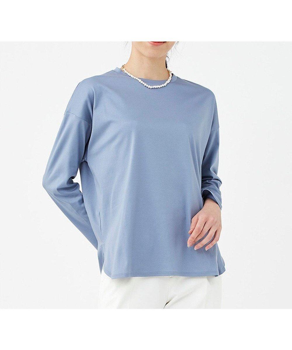 【カシヤマ/KASHIYAMA】の【抗菌消臭】クレンゼ ロングスリーブTeeシャツ インテリア・キッズ・メンズ・レディースファッション・服の通販 founy(ファニー) 　ファッション　Fashion　レディースファッション　Fashion for Women　トップス・カットソー　Cut & Sew Tops　シャツ・ブラウス・オフィスカジュアル　Elegant Blouses & Button-Ups　ロングTシャツ・Tシャツ　Longline T-Shirts & Tees　カットソー・ベーシックTシャツ　Cut-and-Sewn Tops / Stretch Tees & Basics　カッティング　Cutting Detail　カットソー　Cut and Sewn Top　スタイリッシュ　Stylish, Fashionable　スリーブ　Sleeve, Long Sleeve / Short Sleeve　ボトム　Bottoms, Lower Wear　ルーズ　Loose, Oversized　ロング　Long, Long-Length　夏　Summer　抗菌　Antibacterial, Bacteria-Resistant　春　Spring　S/S・春夏　SS, Spring/Summer, Warm Season　ライトブルー|ID: prp329100004676364 ipo3291000000033789296
