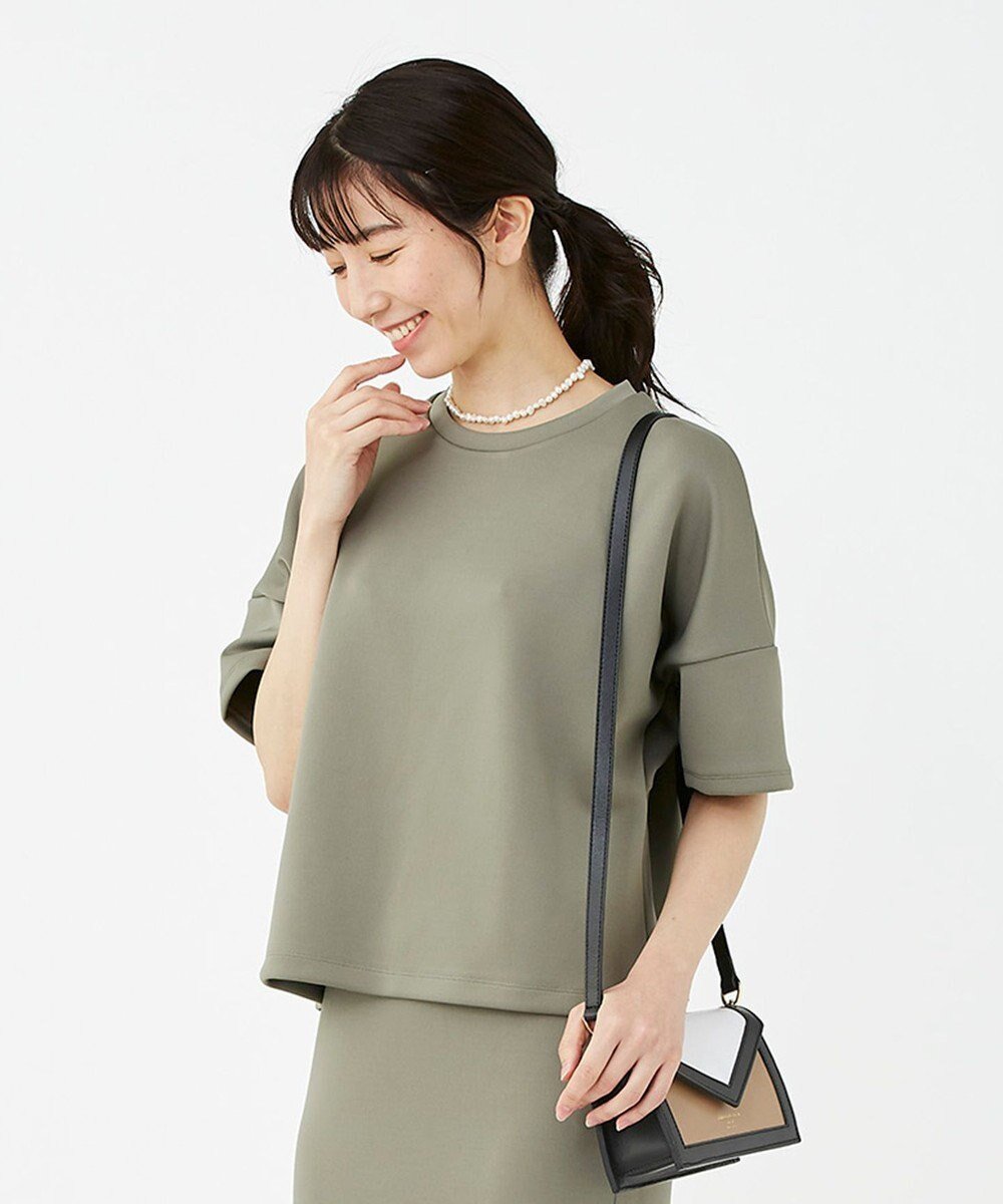 【カシヤマ/KASHIYAMA】の【抗菌繊維】スタイリッシュジャージー トップス インテリア・キッズ・メンズ・レディースファッション・服の通販 founy(ファニー) 　ファッション　Fashion　レディースファッション　Fashion for Women　トップス・カットソー　Cut & Sew Tops　シャツ・ブラウス・オフィスカジュアル　Elegant Blouses & Button-Ups　ロングTシャツ・Tシャツ　Longline T-Shirts & Tees　カットソー・ベーシックTシャツ　Cut-and-Sewn Tops / Stretch Tees & Basics　春　Spring　カットソー　Cut and Sewn Top　抗菌　Antibacterial, Bacteria-Resistant　ダブル　Double, Double-Breasted　フォルム　Silhouette, Form　リラックス　Relax, Relaxed Fit　ワイド　Wide, Wide Fit　S/S・春夏　SS, Spring/Summer, Warm Season　夏　Summer　オリーブ|ID: prp329100004676365 ipo3291000000033789300