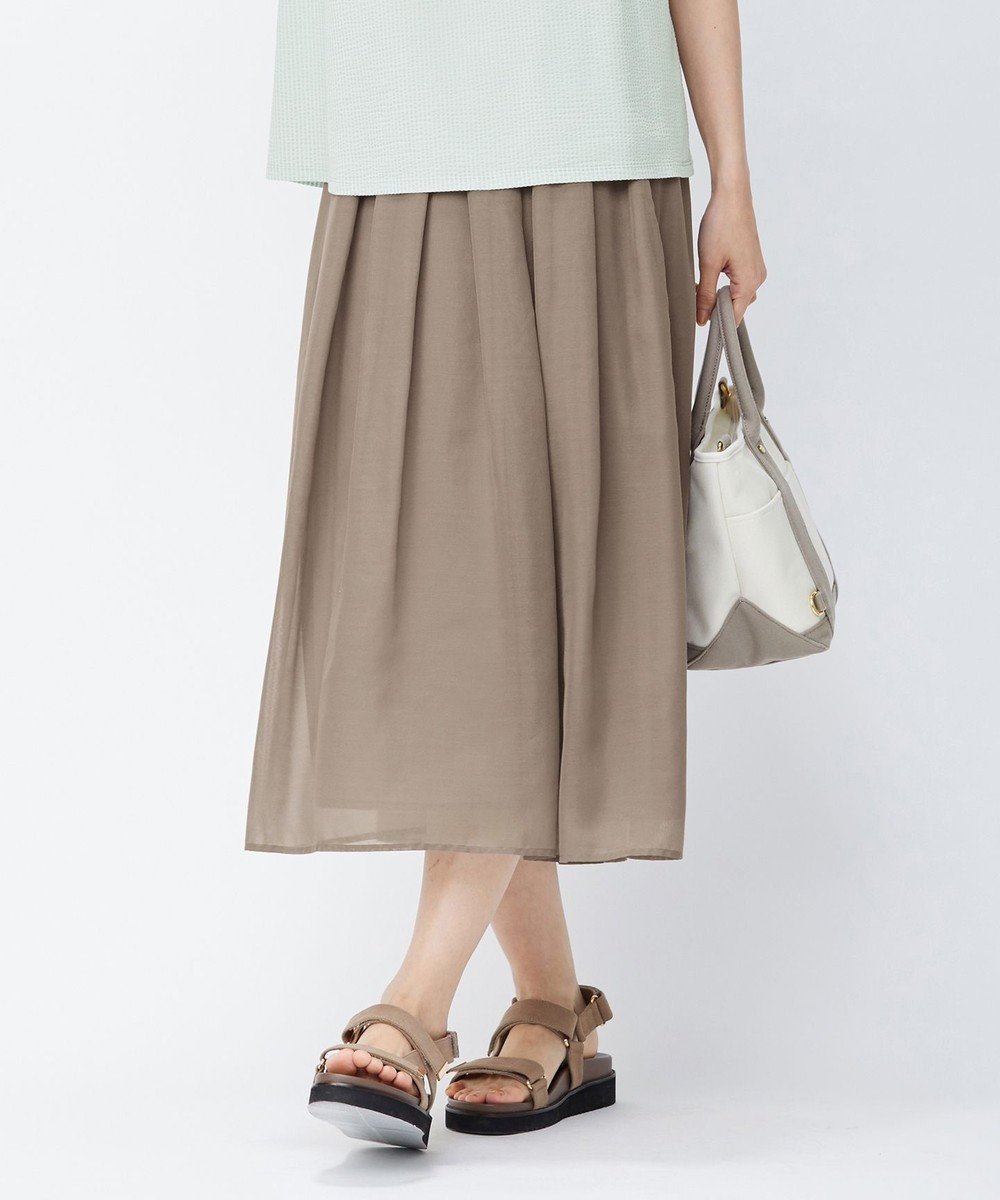 【ジェイ プレス/J.PRESS】の【洗える】ブライトスパンボイルAタック スカート インテリア・キッズ・メンズ・レディースファッション・服の通販 founy(ファニー) 　ファッション　Fashion　レディースファッション　Fashion for Women　スカート　Skirts　エアリー　Airy Texture　ギャザー　Gathered, Ruffled　フレア　Flare, Flared　ブライト　Bright, Shiny　夏　Summer　春　Spring　S/S・春夏　SS, Spring/Summer, Warm Season　洗える　Machine Washable　ブラウン系|ID: prp329100004676374 ipo3291000000034259164