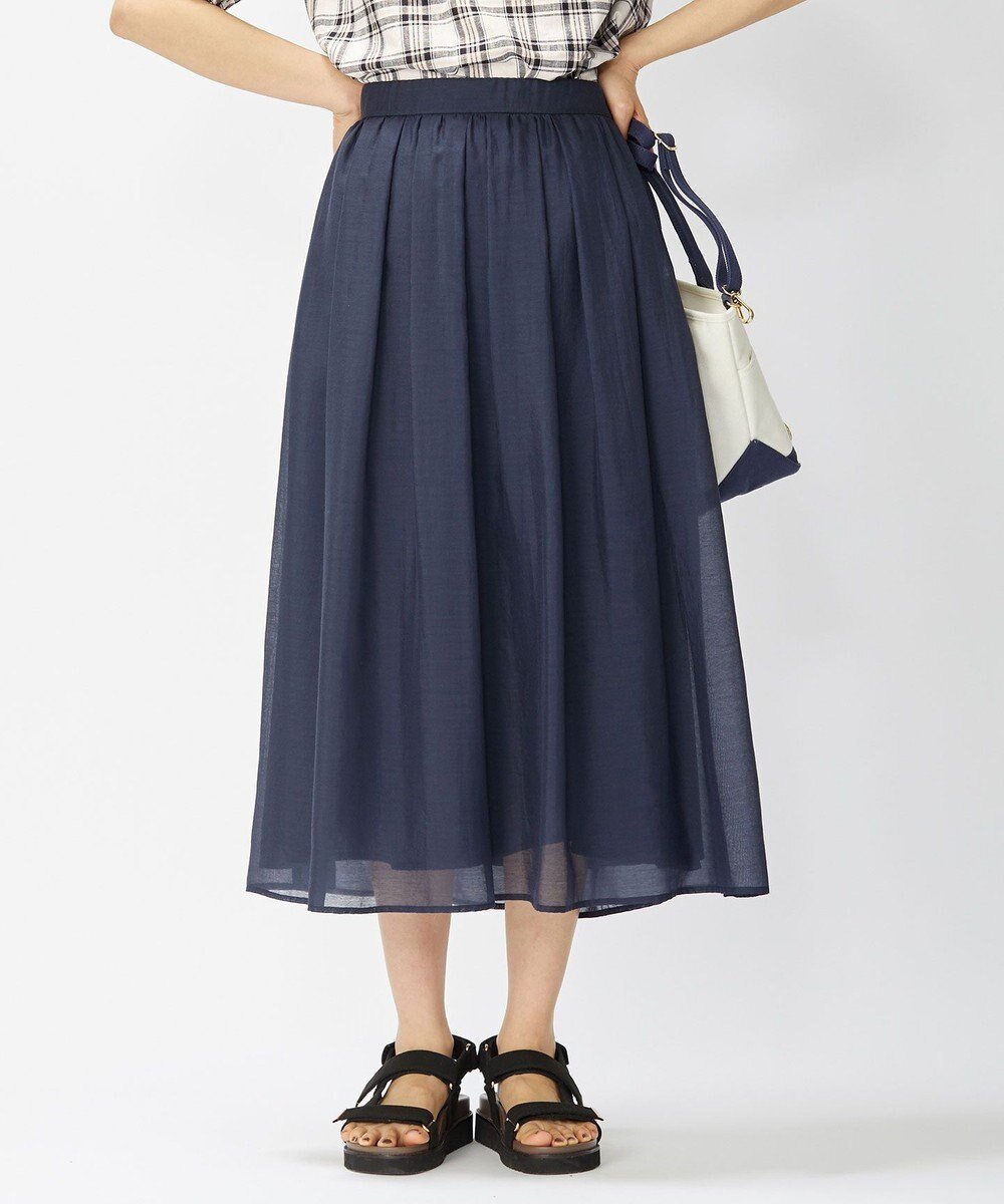 【ジェイ プレス/J.PRESS】の【洗える】ブライトスパンボイルAタック スカート インテリア・キッズ・メンズ・レディースファッション・服の通販 founy(ファニー) 　ファッション　Fashion　レディースファッション　Fashion for Women　スカート　Skirts　エアリー　Airy Texture　ギャザー　Gathered, Ruffled　フレア　Flare, Flared　ブライト　Bright, Shiny　夏　Summer　春　Spring　S/S・春夏　SS, Spring/Summer, Warm Season　洗える　Machine Washable　ネイビー系|ID: prp329100004676374 ipo3291000000034259170