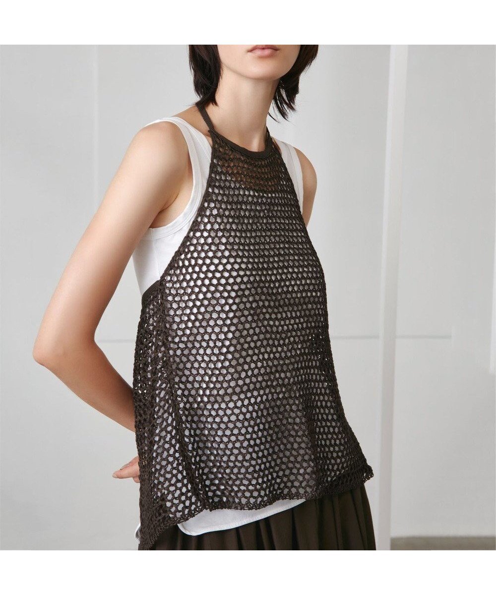 【ベイジ,/BEIGE,】のSHARRON / ホルターネックキャミソール インテリア・キッズ・メンズ・レディースファッション・服の通販 founy(ファニー) 　ファッション　Fashion　レディースファッション　Fashion for Women　トップス・カットソー　Cut & Sew Tops　ニット　Knit Tops & Sweaters　キャミソール&ノースリーブ　Camisoles & Sleeveless Tops　2022年　2022　2022 春夏 S/S　Spring/Summer 2022 SS22　キャミソール　Camisole, Spaghetti Strap Top　セーター　Sweater, Knitwear　タンク　Tank Top, Sleeveless Top　メッシュ　Mesh, Net Fabric　夏　Summer　春　Spring　S/S・春夏　SS, Spring/Summer, Warm Season　Bista|ID: prp329100004676389 ipo3291000000034259386