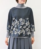 【ムーク/muuc】の〈遠州織物の工場で織られた上質なコットン生地〉モクレン刺繍 ノーカラー プルオーバー(セットアップ可能) ネイビー×グレー|ID: prp329100004676419 ipo3291000000033789527