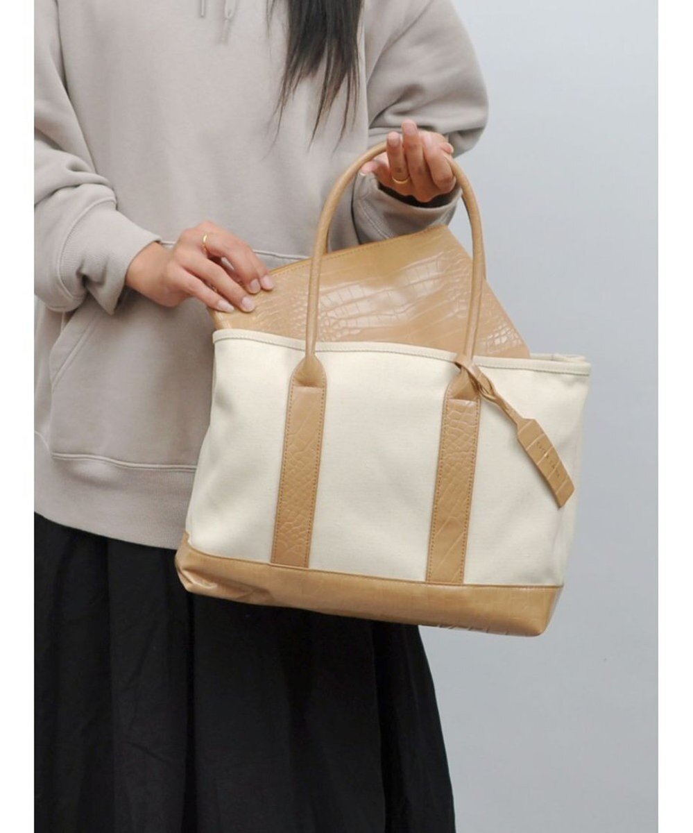 【アンビリオン/UNBILLION】のcachecache パーテーションキャンバストートバッグL インテリア・キッズ・メンズ・レディースファッション・服の通販 founy(ファニー) 　ファッション　Fashion　レディースファッション　Fashion for Women　バッグ　Bags　カラフル　Colorful Design　キャンバス　Canvas, Canvas Fabric　ハンド　Hand, Handmade　パイソン　Python, Snakeskin Pattern　ポーチ　Pouch, Small Case　ミックス　Mix, Mixed Style　モチーフ　Motif, Design Theme　レオパード　Leopard, Animal Print　再入荷　Restock / Back in Stock　アイボリーキャメル|ID: prp329100004676569 ipo3291000000034259952