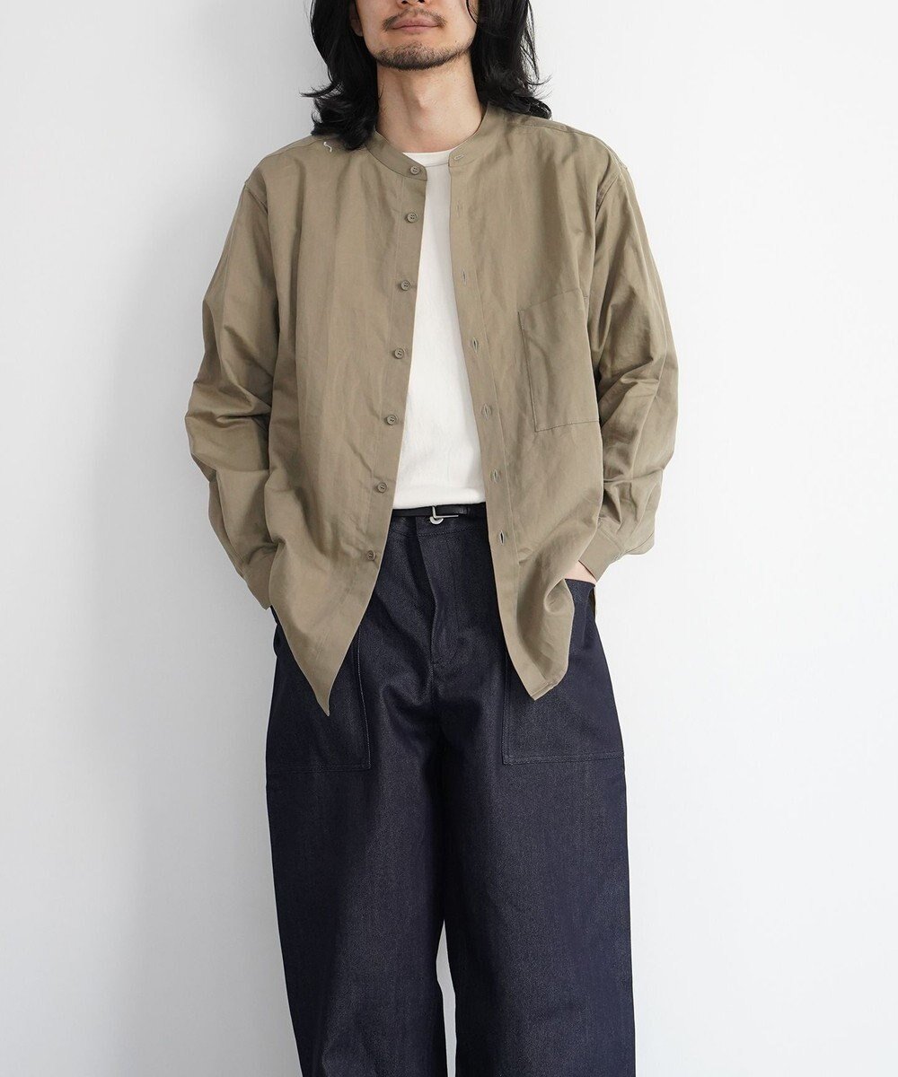 【ホワイトメイルズ/WHITE MAILS】の【UNISEX】COTTON PAPER SOFT TWILL バンドカラーシャツ インテリア・キッズ・メンズ・レディースファッション・服の通販 founy(ファニー) 　ファッション　Fashion　レディースファッション　Fashion for Women　トップス・カットソー　Cut & Sew Tops　シャツ・ブラウス・オフィスカジュアル　Elegant Blouses & Button-Ups　シンプル　Simple, Minimal　定番　Standard, Basic Item　ポケット　Pocket, Pocket Detail　ユニセックス　Unisex, Genderless　A/W・秋冬　Autumn/Winter　S/S・春夏　SS, Spring/Summer, Warm Season　夏　Summer　カーキ|ID: prp329100004676605 ipo3291000000033790121