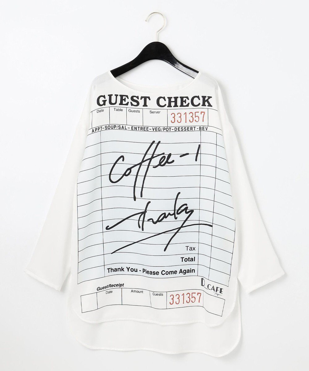 【グレース コンチネンタル/GRACE CONTINENTAL】のD_Cafeトップ-1 インテリア・キッズ・メンズ・レディースファッション・服の通販 founy(ファニー) 　ファッション　Fashion　レディースファッション　Fashion for Women　トップス・カットソー　Cut & Sew Tops　シャツ・ブラウス・オフィスカジュアル　Elegant Blouses & Button-Ups　ロングTシャツ・Tシャツ　Longline T-Shirts & Tees　カットソー・ベーシックTシャツ　Cut-and-Sewn Tops / Stretch Tees & Basics　カットソー　Cut and Sewn Top　ビッグ　Big, Oversized　プリント　Print, Printed Pattern　リラックス　Relax, Relaxed Fit　ロング　Long, Long-Length　A/W・秋冬　Autumn/Winter　ホワイト|ID: prp329100004676731 ipo3291000000033790513