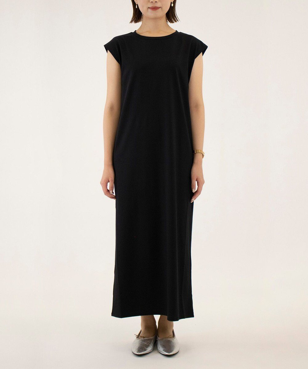 【カシヤマ/KASHIYAMA】のハイゲージジャージーワンピース インテリア・キッズ・メンズ・レディースファッション・服の通販 founy(ファニー) 　ファッション　Fashion　レディースファッション　Fashion for Women　ワンピース　Dresses　シューズ　Shoes, Footwear　スリーブ　Sleeve, Long Sleeve / Short Sleeve　ダブル　Double, Double-Breasted　バレエ　Ballet, Ballet Style　フレンチ　French, French Style　マキシ　Maxi, Full Length　リラックス　Relax, Relaxed Fit　夏　Summer　S/S・春夏　SS, Spring/Summer, Warm Season　A/W・秋冬　Autumn/Winter　黒|ID: prp329100004676762 ipo3291000000034263936