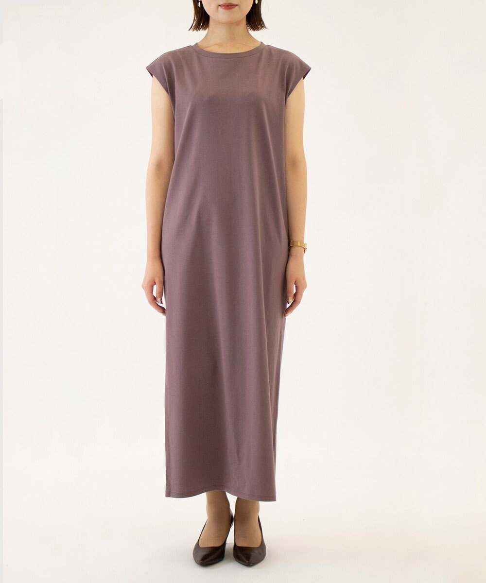 【カシヤマ/KASHIYAMA】のハイゲージジャージーワンピース インテリア・キッズ・メンズ・レディースファッション・服の通販 founy(ファニー) 　ファッション　Fashion　レディースファッション　Fashion for Women　ワンピース　Dresses　シューズ　Shoes, Footwear　スリーブ　Sleeve, Long Sleeve / Short Sleeve　ダブル　Double, Double-Breasted　バレエ　Ballet, Ballet Style　フレンチ　French, French Style　マキシ　Maxi, Full Length　リラックス　Relax, Relaxed Fit　夏　Summer　S/S・春夏　SS, Spring/Summer, Warm Season　A/W・秋冬　Autumn/Winter　モーブ|ID: prp329100004676762 ipo3291000000034263937