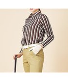 【23区 ゴルフ/NIJYUSANKU GOLF】の【WOMEN】【吸汗速乾/ストレッチ】ストライプジャガードシャツ ワイン系2|ID: prp329100004676782 ipo3291000000033790711