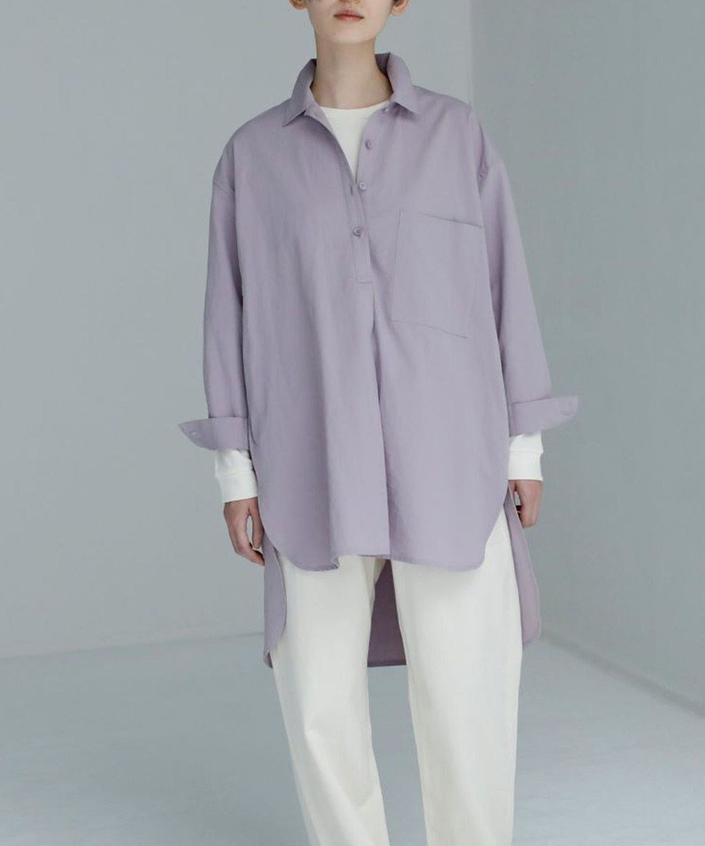 【ホワイトメイルズ/WHITE MAILS】の【UNISEX】COTTON PAPER WASHED ポプリンロングシャツ インテリア・キッズ・メンズ・レディースファッション・服の通販 founy(ファニー) 　ファッション　Fashion　レディースファッション　Fashion for Women　トップス・カットソー　Cut & Sew Tops　シャツ・ブラウス・オフィスカジュアル　Elegant Blouses & Button-Ups　ギャザー　Gathered, Ruffled　チュニック　Tunic, Long Top　ユニセックス　Unisex, Genderless　ワッシャー　Washer, Crinkled Finish　A/W・秋冬　Autumn/Winter　S/S・春夏　SS, Spring/Summer, Warm Season　夏　Summer　ラベンダー|ID: prp329100004676798 ipo3291000000033790752