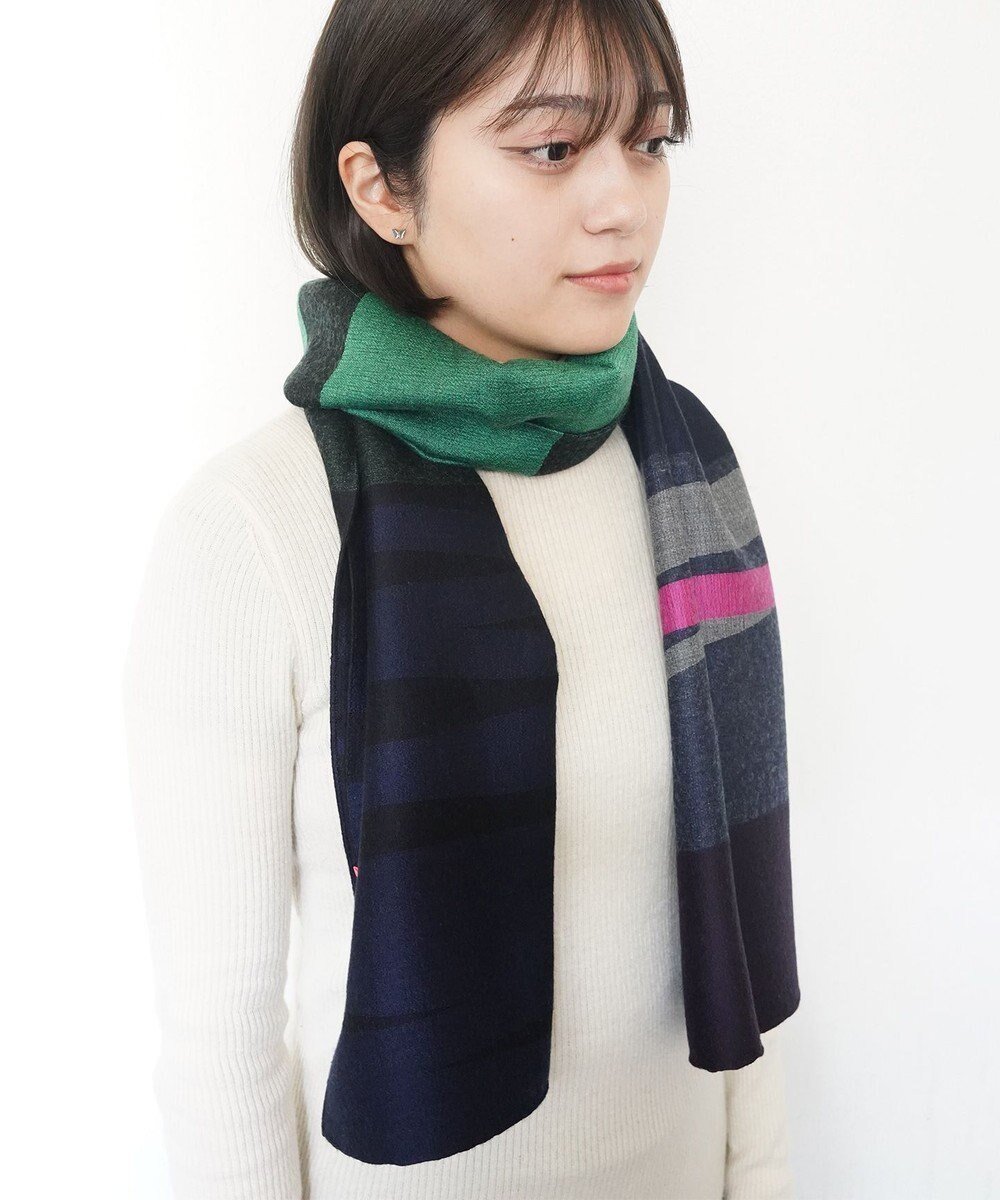 【ポルス/POLS】のウールジャカードストール インテリア・キッズ・メンズ・レディースファッション・服の通販 founy(ファニー) 　ファッション　Fashion　レディースファッション　Fashion for Women　ショール　Shawl, Wrap　ジャカード／ジャガード　Jacquard, Woven Pattern　ストール　Stole, Wrap　ファブリック　Fabric, Textile　A/W・秋冬　Autumn/Winter　S/S・春夏　SS, Spring/Summer, Warm Season　夏　Summer　ネイビー|ID: prp329100004676811 ipo3291000000033790787