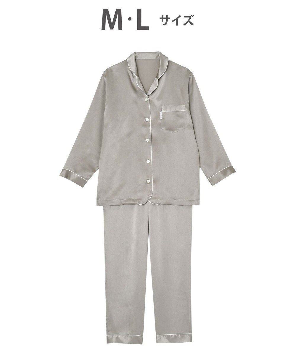 【ワコール 睡眠科学/wacoal suimin】の【パジャマ】 長袖・長ズボン シルクサテン 吸放湿性 睡眠科学/ワコール YDX582 インテリア・キッズ・メンズ・レディースファッション・服の通販 founy(ファニー) ファッション Fashion レディースファッション Fashion for Women トップス・カットソー Cut & Sew Tops サテン Satin, Glossy Fabric シルク Silk, 100% Silk 長袖 Long Sleeve, Full Sleeve パジャマ Pajamas, Sleepwear パターン Pattern, Design Print メンズ Men's, Menswear ロング Long, Long-Length グレー|ID: prp329100004676895 ipo3291000000034263625