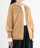 【ムーク/muuc】の〈コットン100%強撚糸〉〈通気性が高いドライタッチな素材〉肩周り透かし編み・袖口レース編み コットンカーディガン L.BRN ライトブラウン|ID: prp329100004676973 ipo3291000000034264296