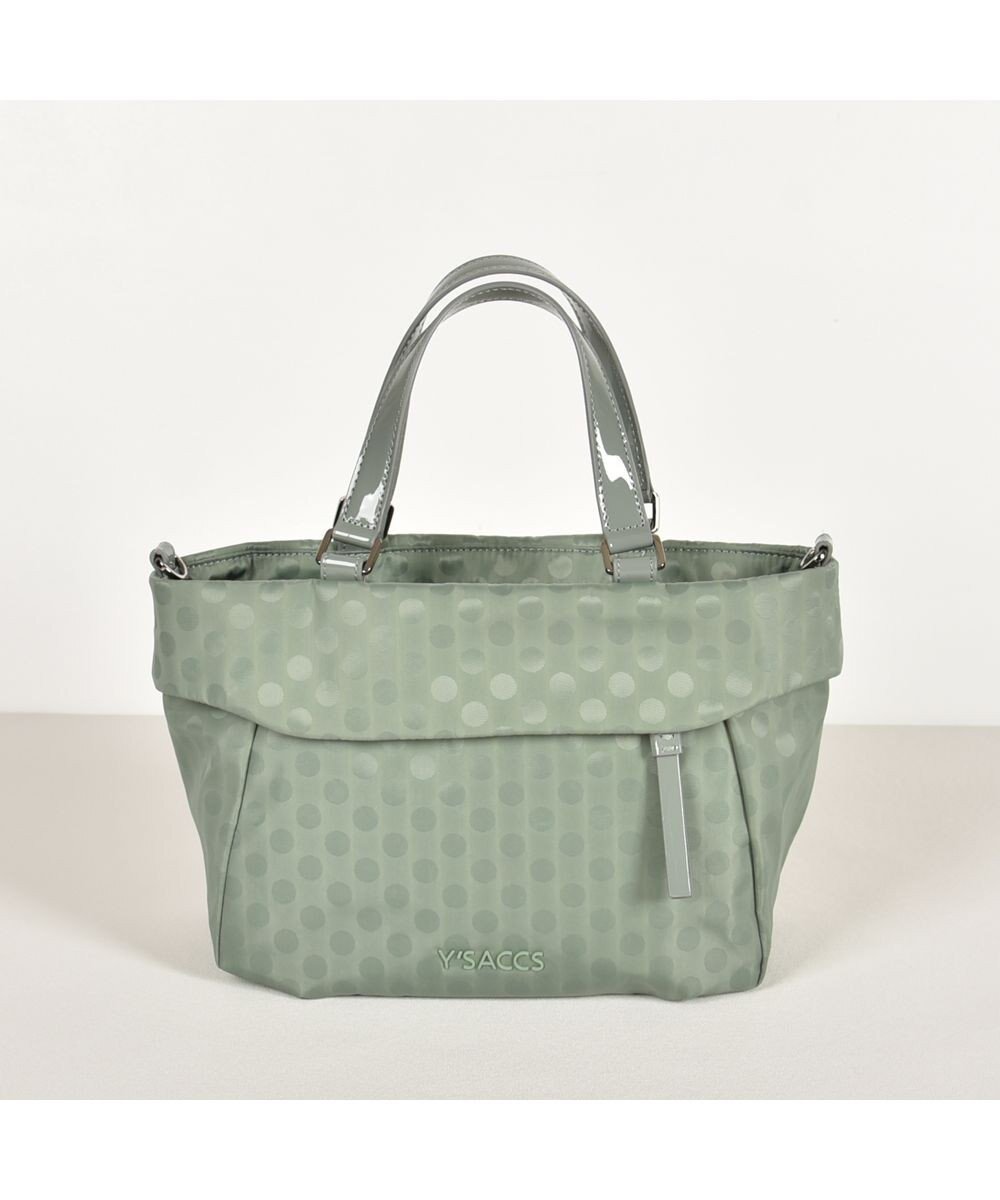 【イザック/Y'SACCS】のPolkaDots口折れミニトート インテリア・キッズ・メンズ・レディースファッション・服の通販 founy(ファニー) 　ファッション　Fashion　レディースファッション　Fashion for Women　バッグ　Bags　ショルダー　Shoulder, Shoulder Strap　ジャカード／ジャガード　Jacquard, Woven Pattern　ドット　Polka Dot, Dot Pattern　人気　Popular, Best Seller　無地　Plain, Solid Color　ライトグリーン|ID: prp329100004677011 ipo3291000000034266546