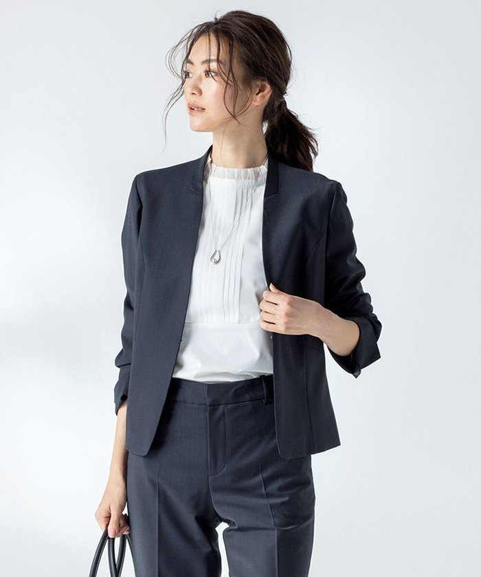 【ジェイ プレス/J.PRESS】の【スーツ】BAHARIYE ノーカラー ジャケット インテリア・キッズ・メンズ・レディースファッション・服の通販 founy(ファニー) https://founy.com/ ファッション Fashion レディースファッション Fashion for Women アウター Coat / Outerwear Collection レディースジャケット・軽アウター Jackets ノーカラージャケット / シンプル上品コーデ Collarless Jackets スーツ Business Suits & Workwear スーツジャケット・オフィスブレザー Suit Jackets / Blazers 春 Spring ジャケット Jacket, Outerwear ストレッチ Stretch, Stretchy Fabric スーツ Suit, Formalwear セットアップ Set-Up, Coordinated Outfit チェック Check, Plaid, Tartan フロント Front, Front Design 無地 Plain, Solid Color S/S・春夏 SS, Spring/Summer, Warm Season 夏 Summer |ID: prp329100004677016 ipo3291000000033791715
