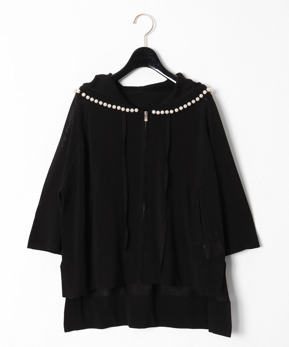 【グレース コンチネンタル/GRACE CONTINENTAL】のパールニットフーディー インテリア・キッズ・メンズ・レディースファッション・服の通販 founy(ファニー) 　ファッション　Fashion　レディースファッション　Fashion for Women　トップス・カットソー　Cut & Sew Tops　ニット　Knit Tops & Sweaters　カーディガン・羽織り　Layered Style Cardigans　エレガント 上品　Elegant　カーディガン　Cardigan, Knitwear　スリーブ　Sleeve, Long Sleeve / Short Sleeve　パール　Pearl, Pearl Accent　フレア　Flare, Flared　夏　Summer　S/S・春夏　SS, Spring/Summer, Warm Season　A/W・秋冬　Autumn/Winter　ブラック|ID: prp329100004677026 ipo3291000000033791800