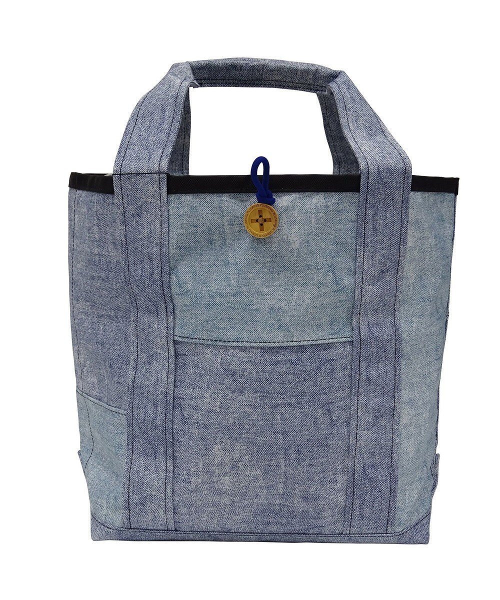 【プラスリング/+RING】の傘生地を使用した撥水トートバッグM BLU denim-like pattern SR242 インテリア・キッズ・メンズ・レディースファッション・服の通販 founy(ファニー) 　ファッション　Fashion　レディースファッション　Fashion for Women　バッグ　Bags　レイングッズ・傘・晴雨兼用傘　Umbrellas & Rain Gear　デニム　Denim, Jeans Material　プリント　Print, Printed Pattern　ボンディング　Bonding, Bonded Fabric　ポケット　Pocket, Pocket Detail　傘　Umbrella, Parasol　雑誌　Magazine, Fashion Magazine　青|ID: prp329100004677045 ipo3291000000034265279