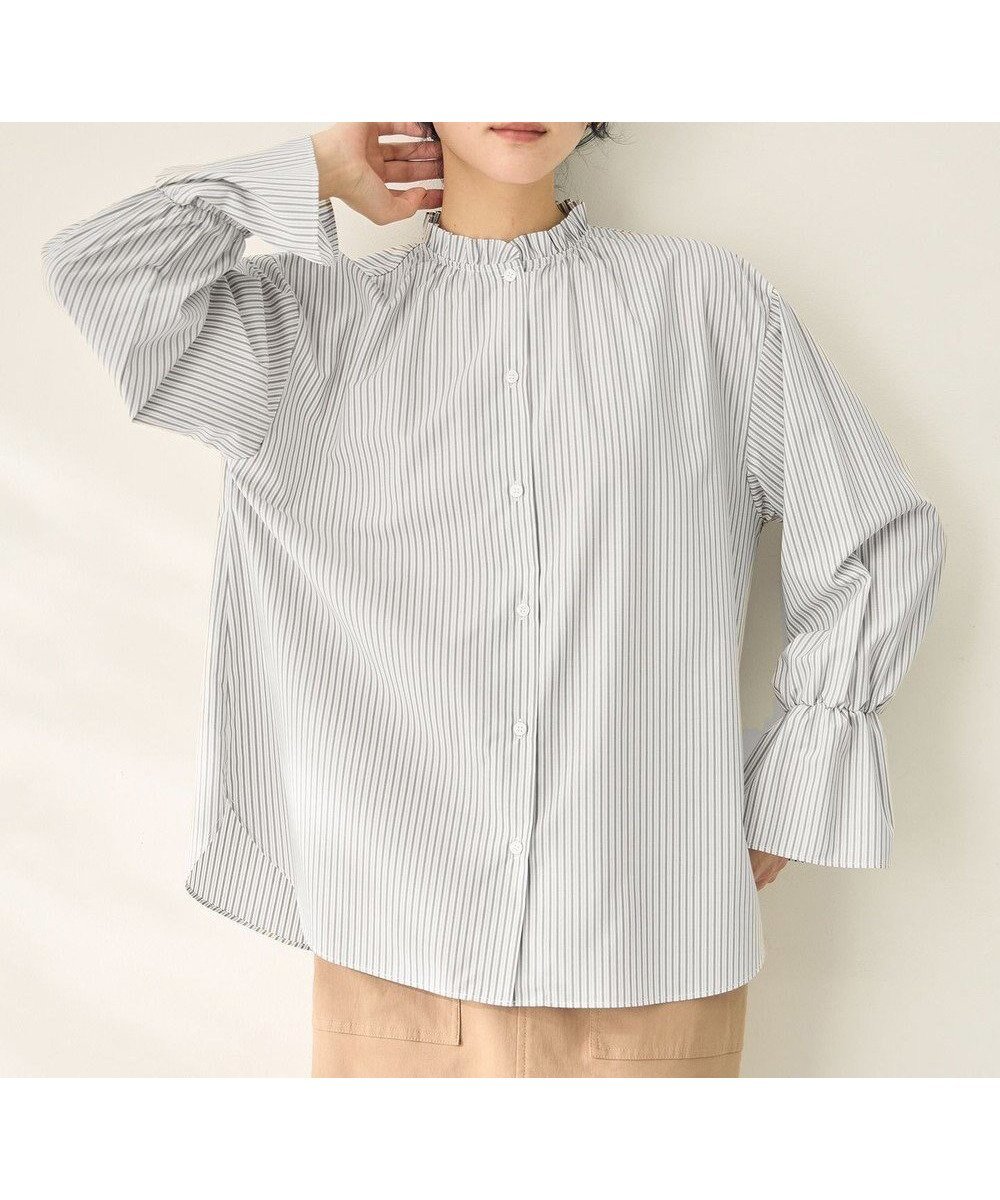 【エニー/ANY】の【抗菌防臭/UVカット/速乾】エニィファンクションハイネックブラウス インテリア・キッズ・メンズ・レディースファッション・服の通販 founy(ファニー) 　ファッション　Fashion　レディースファッション　Fashion for Women　トップス・カットソー　Cut & Sew Tops　シャツ・ブラウス・オフィスカジュアル　Elegant Blouses & Button-Ups　インナー　Innerwear　抗菌　Antibacterial, Bacteria-Resistant　スウェット / スエット　Sweatshirt, Sweatwear　ストライプ　Stripe, Striped Pattern　スマホ　Smartphone, Mobile Device　デニム　Denim, Jeans Material　定番　Standard, Basic Item　ハイネック　High Neck, Mock Neck　フリル　Frill, Ruffle　ベーシック　Basic, Essential　リラックス　Relax, Relaxed Fit　A/W・秋冬　Autumn/Winter　再入荷　Restock / Back in Stock　新作・新入荷　New Arrivals / New In　おすすめ　Recommended / Our Picks　グレーストライプ|ID: prp329100004677345 ipo3291000000033793162