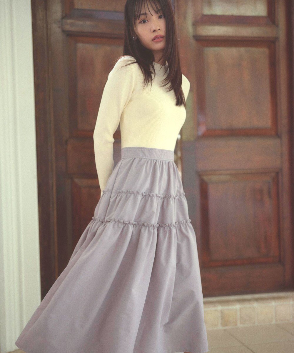 【フェルゥ/Feroux】のティアードスカートドッキング ワンピース インテリア・キッズ・メンズ・レディースファッション・服の通販 founy(ファニー) 　ファッション　Fashion　レディースファッション　Fashion for Women　スカート　Skirts　ティアードスカート　Tiered Skirts　シンプル　Simple, Minimal　ジャケット　Jacket, Outerwear　ティアード　Tiered, Tiered Style　ティアードスカート　Tiered Skirt, Flounced Skirt　ドッキング　Docking, Mixed Material　フィット　Fit, Slim Fit　フェミニン　Feminine, Girly　フリル　Frill, Ruffle　リブニット　Rib Knit, Ribbed Knit　エレガント 上品　Elegant　A/W・秋冬　Autumn/Winter　ホワイト系|ID: prp329100004677494 ipo3291000000033793956