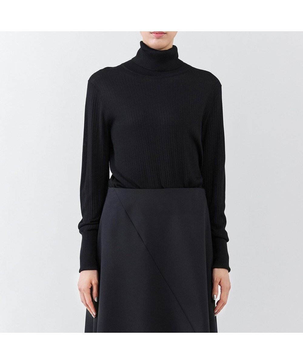 【23区/NIJYUSANKU】の【エステータ】シルクリブ タートルニット インテリア・キッズ・メンズ・レディースファッション・服の通販 founy(ファニー) 　ファッション　Fashion　レディースファッション　Fashion for Women　トップス・カットソー　Cut & Sew Tops　ニット　Knit Tops & Sweaters　シルク　Silk, 100% Silk　ストレッチ　Stretch, Stretchy Fabric　スリット　Slit, Slit Detail　セーター　Sweater, Knitwear　タートル　Turtleneck, Turtle Collar　タートルネック　Turtleneck, High Neck　ワイドリブ　Wide Rib, Wide Ribbed Knit　A/W・秋冬　Autumn/Winter　新作・新入荷　New Arrivals / New In　エレガント 上品　Elegant　ブラック|ID: prp329100004677581 ipo3291000000033794385