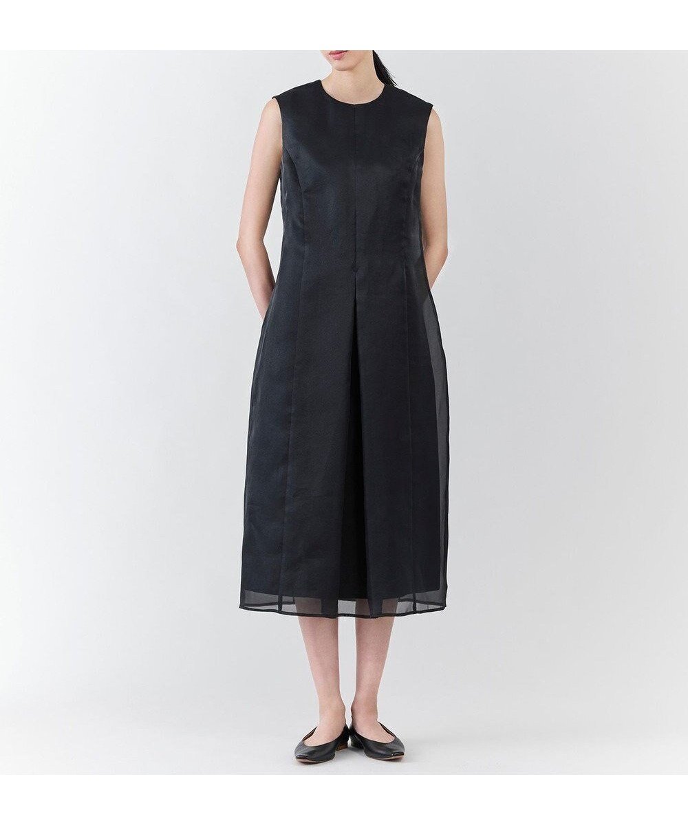 【23区/NIJYUSANKU】の【エステータ】シルクブレンド ライトタフタ シアーコンビ ワンピース インテリア・キッズ・メンズ・レディースファッション・服の通販 founy(ファニー)  ファッション Fashion レディースファッション Fashion for Women ワンピース Dresses イタリア Italy エレガント 上品 Elegant オーガンジー Organza Fabric シルク Silk, 100% Silk シンプル Simple, Minimal スポーティ Sporty, Casual Athletic センター Center, Center Line タフタ Taffeta, Structured Fabric フロント Front, Front Design ボックス Boxy, Box Shape モダン Modern, Contemporary A/W・秋冬 Autumn/Winter 冬 Winter / This Winter ブラック|ID: prp329100004677592 ipo3291000000033996704