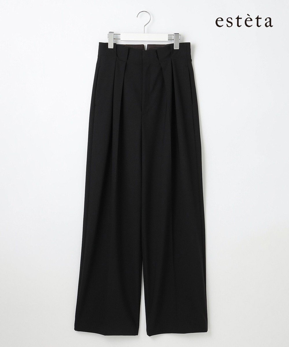【23区/NIJYUSANKU】の【エステータ】ウールトロドライストレッチ タックワイドパンツ インテリア・キッズ・メンズ・レディースファッション・服の通販 founy(ファニー) 　ファッション　Fashion　レディースファッション　Fashion for Women　パンツ　Pants & Trousers　ストレッチ　Stretch, Stretchy Fabric　マニッシュ　Mannish, Boyish　A/W・秋冬　Autumn/Winter　冬　Winter / This Winter　おすすめ　Recommended / Our Picks　ブラック|ID: prp329100004677596 ipo3291000000033794446