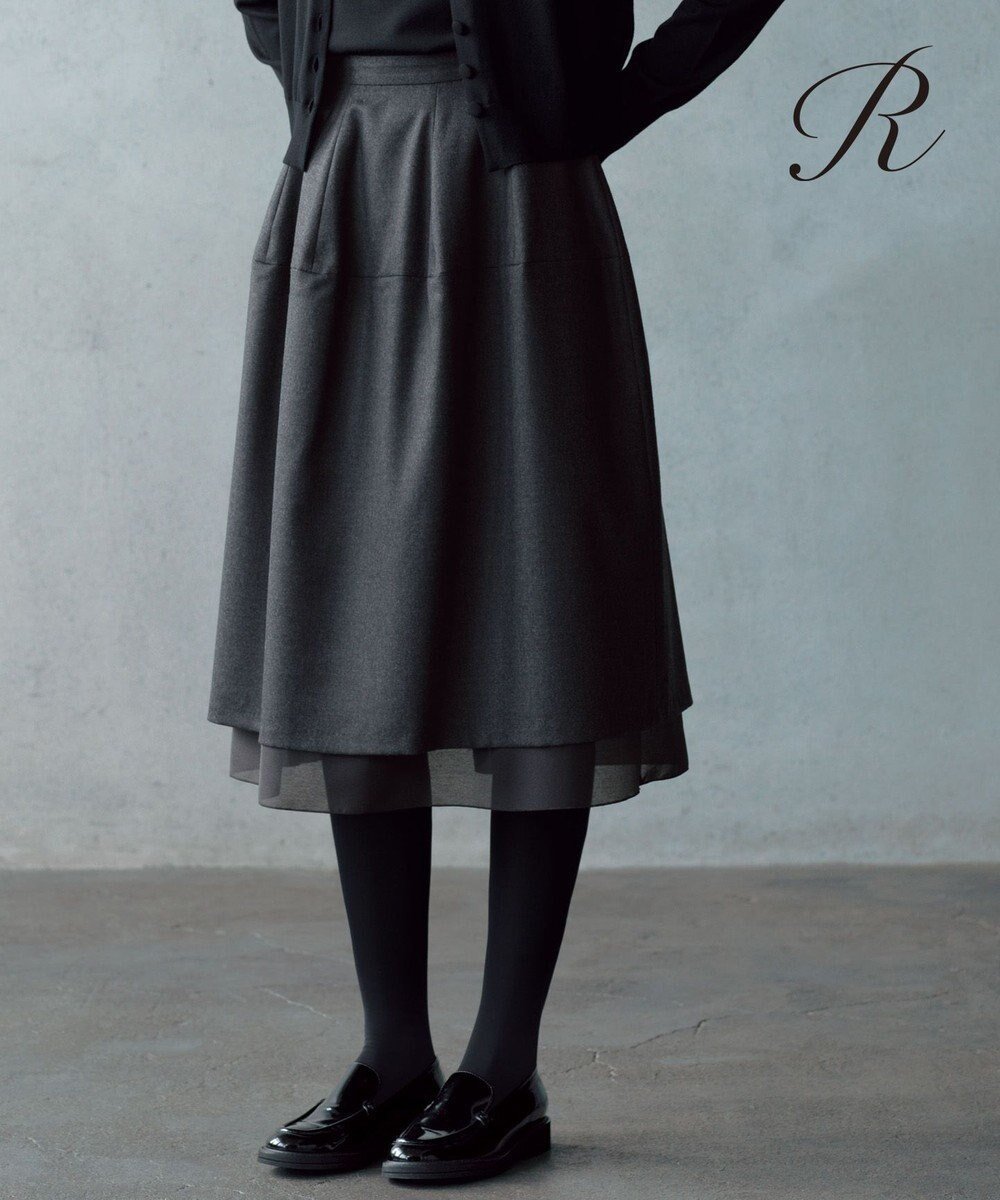 【23区/NIJYUSANKU】の【R(アール)】メリノシアーレイヤード スカート 人気、トレンドファッション・服の通販 founy(ファニー) 　ファッション　Fashion　レディースファッション　Fashion for Women　スカート　Skirts　オーガンジー　Organza Fabric　カットソー　Cut and Sewn Top　タートルネック　Turtleneck, High Neck　人気　Popular, Best Seller　フォルム　Silhouette, Form　A/W・秋冬　Autumn/Winter　冬　Winter / This Winter　2025年　2025　2025-2026秋冬・A/W　Autumn/Winter 2025–26 AW25–26　 other-1|ID: prp329100004677674 ipo3291000000033794815