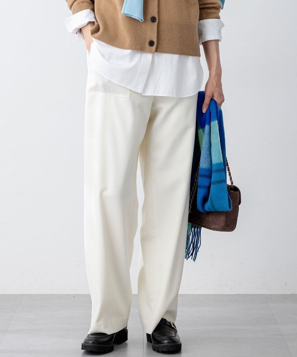 【23区/NIJYUSANKU】の【洗える】ナチュラルストレッチサキソニー ベイカー ドロスト パンツ インテリア・キッズ・メンズ・レディースファッション・服の通販 founy(ファニー) 　ファッション　Fashion　レディースファッション　Fashion for Women　パンツ　Pants & Trousers　洗える　Machine Washable　カットソー　Cut and Sewn Top　ストレッチ　Stretch, Stretchy Fabric　バランス　Balance, Style Balance　フロント　Front, Front Design　ポケット　Pocket, Pocket Detail　ワイド　Wide, Wide Fit　A/W・秋冬　Autumn/Winter　冬　Winter / This Winter　2025年　2025　2025-2026秋冬・A/W　Autumn/Winter 2025–26 AW25–26　アイボリー系|ID: prp329100004677711 ipo3291000000033795027