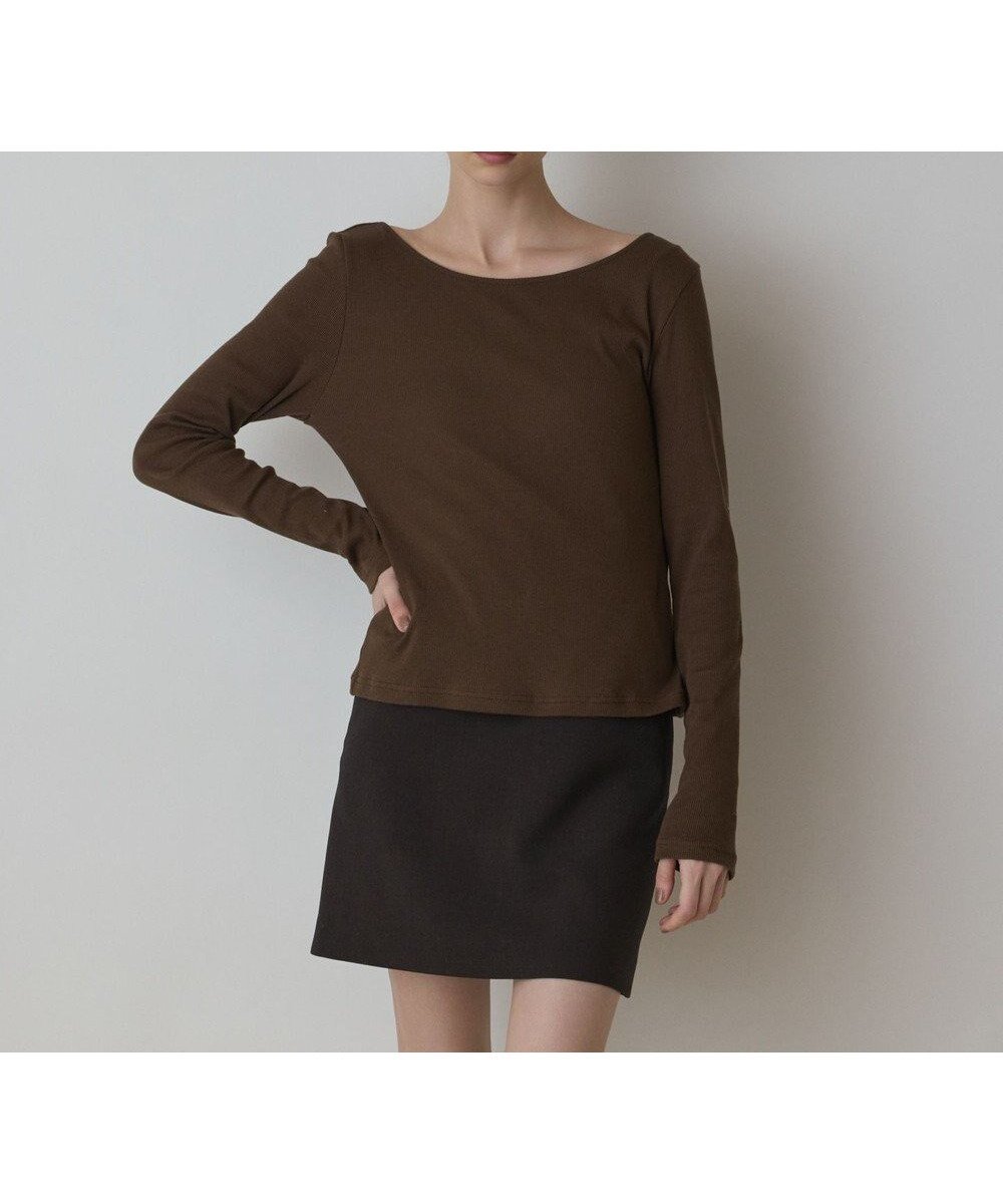 【グレース コンチネンタル/GRACE CONTINENTAL】のウ-ルコットンテレコトップ インテリア・キッズ・メンズ・レディースファッション・服の通販 founy(ファニー) 　ファッション　Fashion　レディースファッション　Fashion for Women　トップス・カットソー　Cut & Sew Tops　シャツ・ブラウス・オフィスカジュアル　Elegant Blouses & Button-Ups　ロングTシャツ・Tシャツ　Longline T-Shirts & Tees　カットソー・ベーシックTシャツ　Cut-and-Sewn Tops / Stretch Tees & Basics　新作・新入荷　New Arrivals / New In　インナー　Innerwear　カットソー　Cut and Sewn Top　デコルテ　Décolleté, Neckline　フィット　Fit, Slim Fit　プレーン　Plain, Simple　A/W・秋冬　Autumn/Winter　ブラウン|ID: prp329100004677797 ipo3291000000033795474