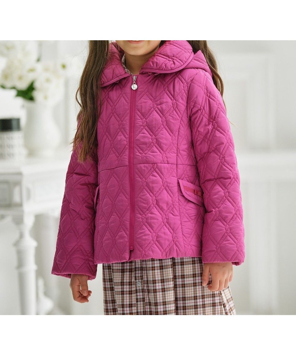 【組曲 / KIDS/KUMIKYOKU】の【110-140㎝】中綿キルト コート 人気、トレンドファッション・服の通販 founy(ファニー) 　ファッション　Fashion　キッズファッション　Fashion for Kids　アウター　Coat Outerwear /Kids　キルト　Quilt, Quilted Fabric　ジャケット　Jacket, Outerwear　タフタ　Taffeta, Structured Fabric　ダウン　Down, Puffer　フレア　Flare, Flared　プリント　Print, Printed Pattern　ポケット　Pocket, Pocket Detail　ラベンダー　Lavender　リボン　Ribbon, Bow　エレガント 上品　Elegant　A/W・秋冬　Autumn/Winter　軽量　Lightweight, Ultra Light　 other-1|ID: prp329100004677869 ipo3291000000033795783