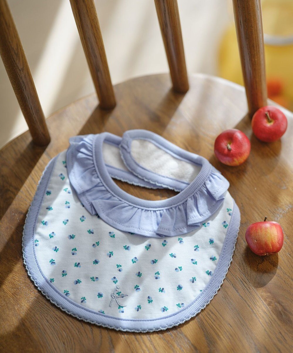 【組曲 / KIDS/KUMIKYOKU】のフラワーボンボン スタイ インテリア・キッズ・メンズ・レディースファッション・服の通販 founy(ファニー) 　ファッション　Fashion　キッズファッション　Fashion for Kids　フラワー　Flower, Floral　フリル　Frill, Ruffle　プリント　Print, Printed Pattern　エレガント 上品　Elegant　サックスブルー系5|ID: prp329100004677906 ipo3291000000034757048