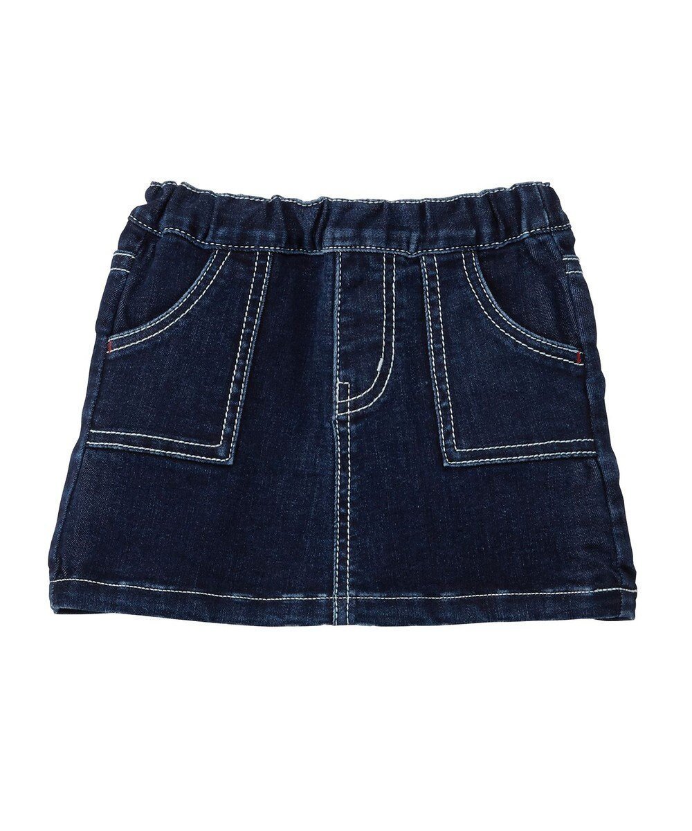 【ミキハウスホットビスケッツ/MIKI HOUSE HOT BISCUITS / KIDS】の【80-110cm】デニムスカート インテリア・キッズ・メンズ・レディースファッション・服の通販 founy(ファニー) 　ファッション　Fashion　キッズファッション　Fashion for Kids　ストレッチ　Stretch, Stretchy Fabric　デニム　Denim, Jeans Material　レギンス　Leggings, Stretch Pants　台形　A-Line, Trapezoid Shape　夏　Summer　S/S・春夏　SS, Spring/Summer, Warm Season　無地　Plain, Solid Color　A/W・秋冬　Autumn/Winter　インディゴブルー|ID: prp329100004677908 ipo3291000000033795958