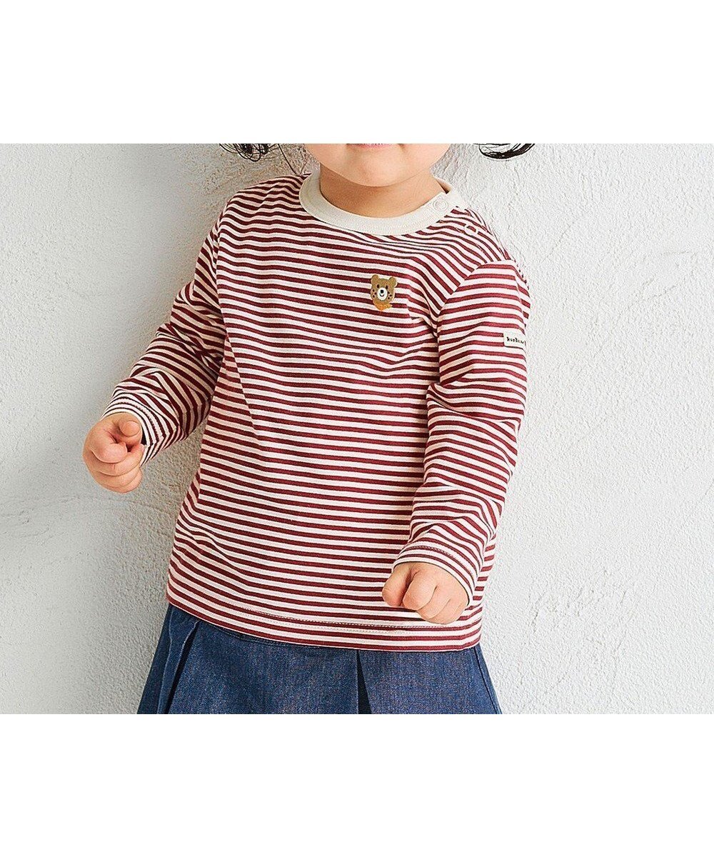 【ミキハウスホットビスケッツ/MIKI HOUSE HOT BISCUITS / KIDS】の【70-120cm】【Everyday Series】ワンポイント ボーダー長袖Tシャツ インテリア・キッズ・メンズ・レディースファッション・服の通販 founy(ファニー) ファッション Fashion キッズファッション Fashion for Kids トップス・カットソー Cut & Sew Tops おすすめ Recommended / Our Picks カットソー Cut and Sewn Top ベーシック Basic, Essential ボーダー Border, Stripe ワンポイント One Point, Statement Accent 夏 Summer 定番 Standard, Basic Item S/S・春夏 SS, Spring/Summer, Warm Season A/W・秋冬 Autumn/Winter 長袖 Long Sleeve, Full Sleeve ワインレッド|ID: prp329100004677916 ipo3291000000034377201