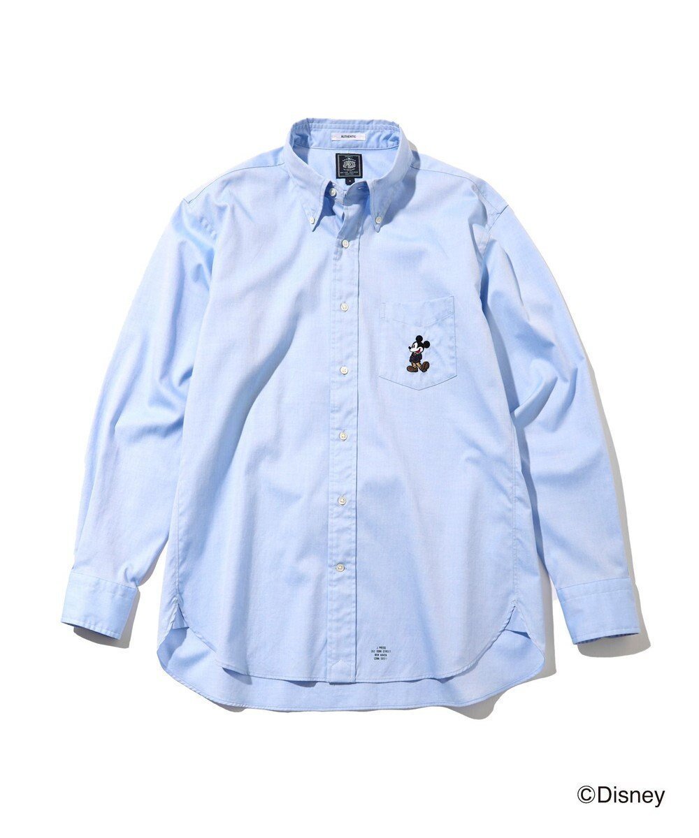【ジェイ プレス/J.PRESS / MEN】の【DISNEY COLLECTION】【UNISEX】ピンオックス シャツ/ B.D. / ミッキーマウス インテリア・キッズ・メンズ・レディースファッション・服の通販 founy(ファニー) 　ファッション　Fashion　レディースファッション　Fashion for Women　トップス・カットソー　Cut & Sew Tops　シャツ・ブラウス・オフィスカジュアル　Elegant Blouses & Button-Ups　コレクション　Collection, Seasonal Line　定番　Standard, Basic Item　人気　Popular, Best Seller　ビンテージ　Vintage, Retro Style　プリント　Print, Printed Pattern　ポケット　Pocket, Pocket Detail　ユニセックス　Unisex, Genderless　A/W・秋冬　Autumn/Winter　S/S・春夏　SS, Spring/Summer, Warm Season　新作・新入荷　New Arrivals / New In　夏　Summer　サックスブルー系|ID: prp329100004678100 ipo3291000000033796979