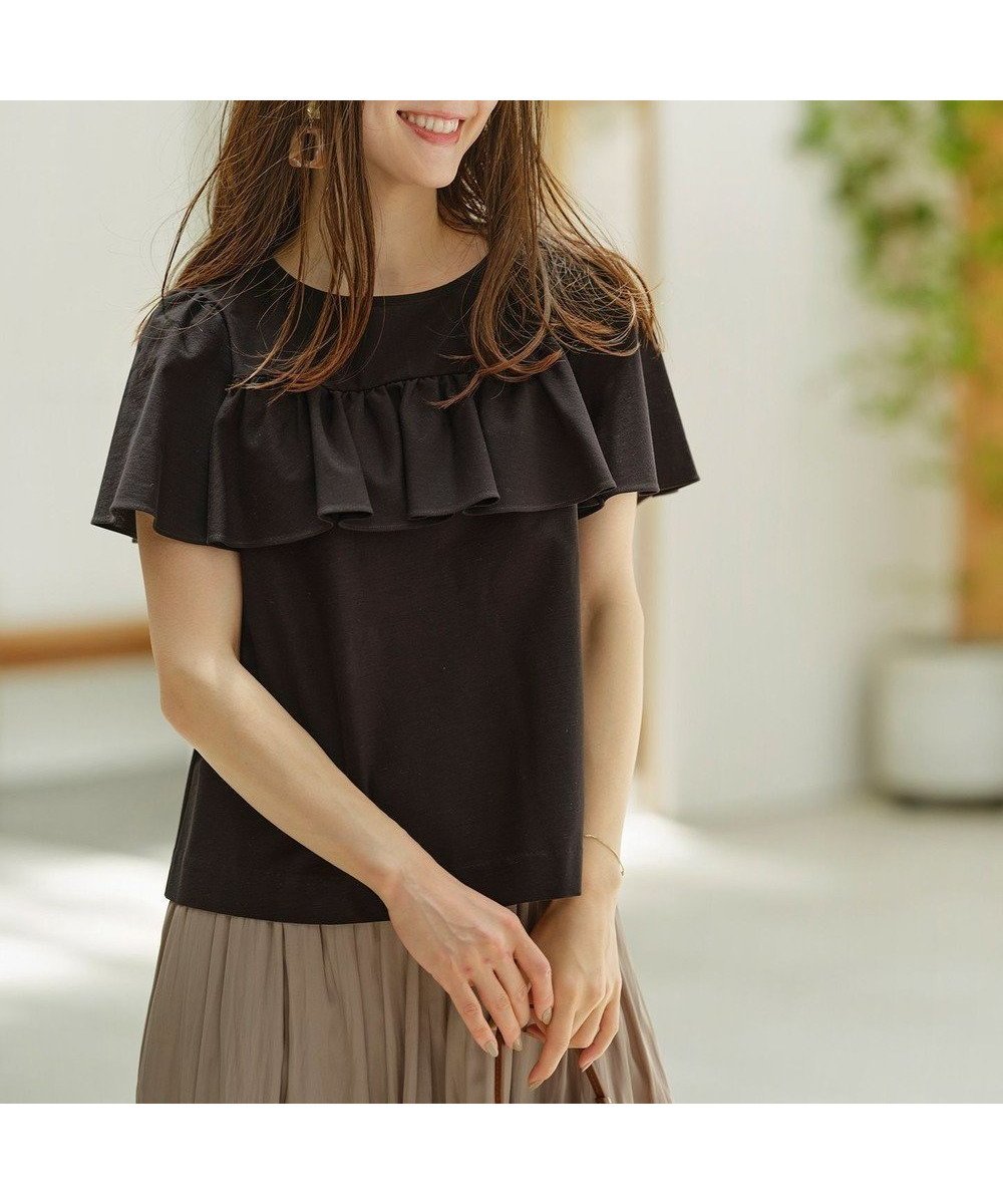 【組曲/KUMIKYOKU】のツイルジャジー フリルカットソー 人気、トレンドファッション・服の通販 founy(ファニー) 　ファッション　Fashion　レディースファッション　Fashion for Women　トップス・カットソー　Cut & Sew Tops　シャツ・ブラウス・オフィスカジュアル　Elegant Blouses & Button-Ups　ロングTシャツ・Tシャツ　Longline T-Shirts & Tees　カットソー・ベーシックTシャツ　Cut-and-Sewn Tops / Stretch Tees & Basics　カットソー　Cut and Sewn Top　コンパクト　Compact, Small Size　シルケット　Silket, Silky Cotton　ツイル　Twist, Twisted Detail　バランス　Balance, Style Balance　フリル　Frill, Ruffle　フレア　Flare, Flared　ボトム　Bottoms, Lower Wear　エレガント 上品　Elegant　夏　Summer　春　Spring　S/S・春夏　SS, Spring/Summer, Warm Season　 other-1|ID: prp329100004678159 ipo3291000000033797319