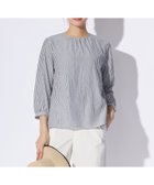 【ジェイ プレス/J.PRESS】の【洗える】コットンアセVis ストライプ クルーネック ブラウス ネイビー系1|ID: prp329100004678170 ipo3291000000034211315