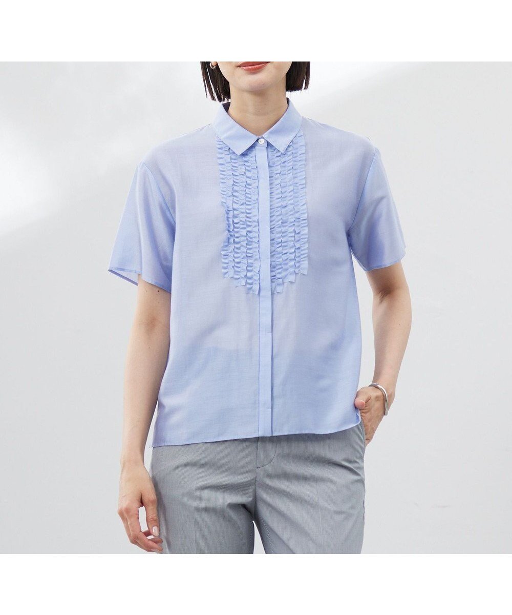 【ジェイ プレス/J.PRESS】の【洗える】フリルジャージー ブラウスライク カットソー インテリア・キッズ・メンズ・レディースファッション・服の通販 founy(ファニー) ファッション Fashion レディースファッション Fashion for Women トップス・カットソー Cut & Sew Tops シャツ・ブラウス・オフィスカジュアル Elegant Blouses & Button-Ups ロングTシャツ・Tシャツ Longline T-Shirts & Tees カットソー・ベーシックTシャツ Cut-and-Sewn Tops / Stretch Tees & Basics カットソー Cut and Sewn Top コンパクト Compact, Small Size シアー Sheer, See-Through シンプル Simple, Minimal トレンド Trend, Trending Now ノースリーブ Sleeveless, No-Sleeve フリル Frill, Ruffle エレガント 上品 Elegant 夏 Summer 春 Spring S/S・春夏 SS, Spring/Summer, Warm Season 洗える Machine Washable 羽織 Haori, Light Jacket ビジネス 仕事 通勤 Business / Work / Commuting サックス系|ID: prp329100004678178 ipo3291000000034295558