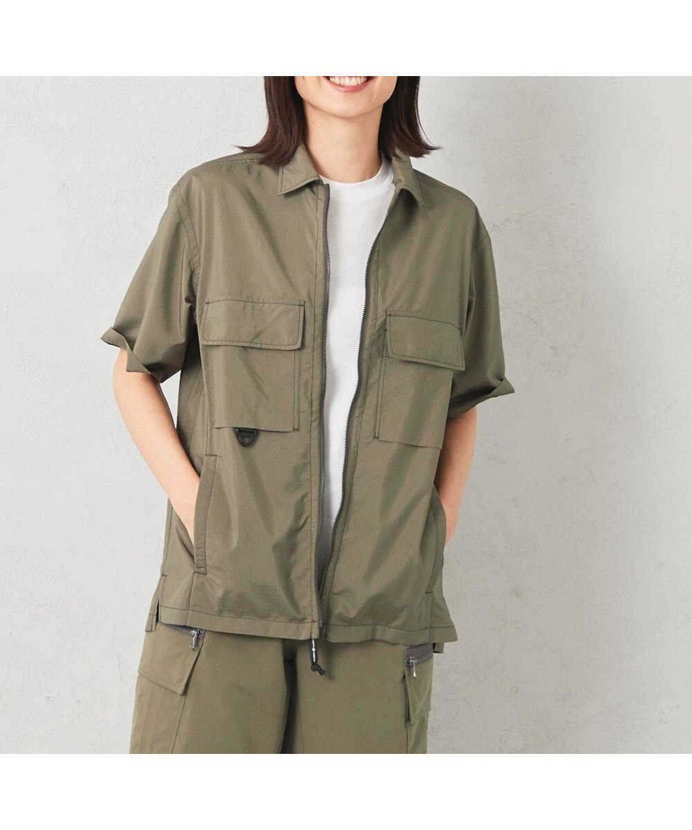 【ジョセフ アブード マウンテン/JOSEPH ABBOUD MOUNTAIN】の【UNISEX】軽量/撥水 ZIP UPシャツ インテリア・キッズ・メンズ・レディースファッション・服の通販 founy(ファニー) 　ファッション　Fashion　レディースファッション　Fashion for Women　トップス・カットソー　Cut & Sew Tops　シャツ・ブラウス・オフィスカジュアル　Elegant Blouses & Button-Ups　春　Spring　軽量　Lightweight, Ultra Light　サングラス　Sunglasses, Shades　ネイティブ　Native, Ethnic Style　ファブリック　Fabric, Textile　プリント　Print, Printed Pattern　ポケット　Pocket, Pocket Detail　ユニセックス　Unisex, Genderless　ヨーク　Yoke, Yoke Design　リップ　Lip, Lip Motif　S/S・春夏　SS, Spring/Summer, Warm Season　夏　Summer　小旅行　Short Trip　カーキ系|ID: prp329100004678185 ipo3291000000033797447