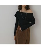 【グレース コンチネンタル/GRACE CONTINENTAL】のオフショルフリルニットトップ ブラック|ID: prp329100004678254 ipo3291000000033797816